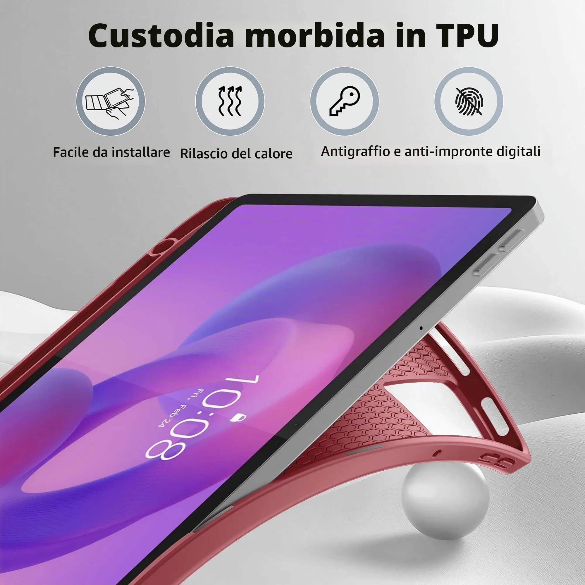 EasyAcc Cover per Lenovo Idea Tab 11 Pollici (TB336ZU/TB336FU) - Bordeaux - immagine 5