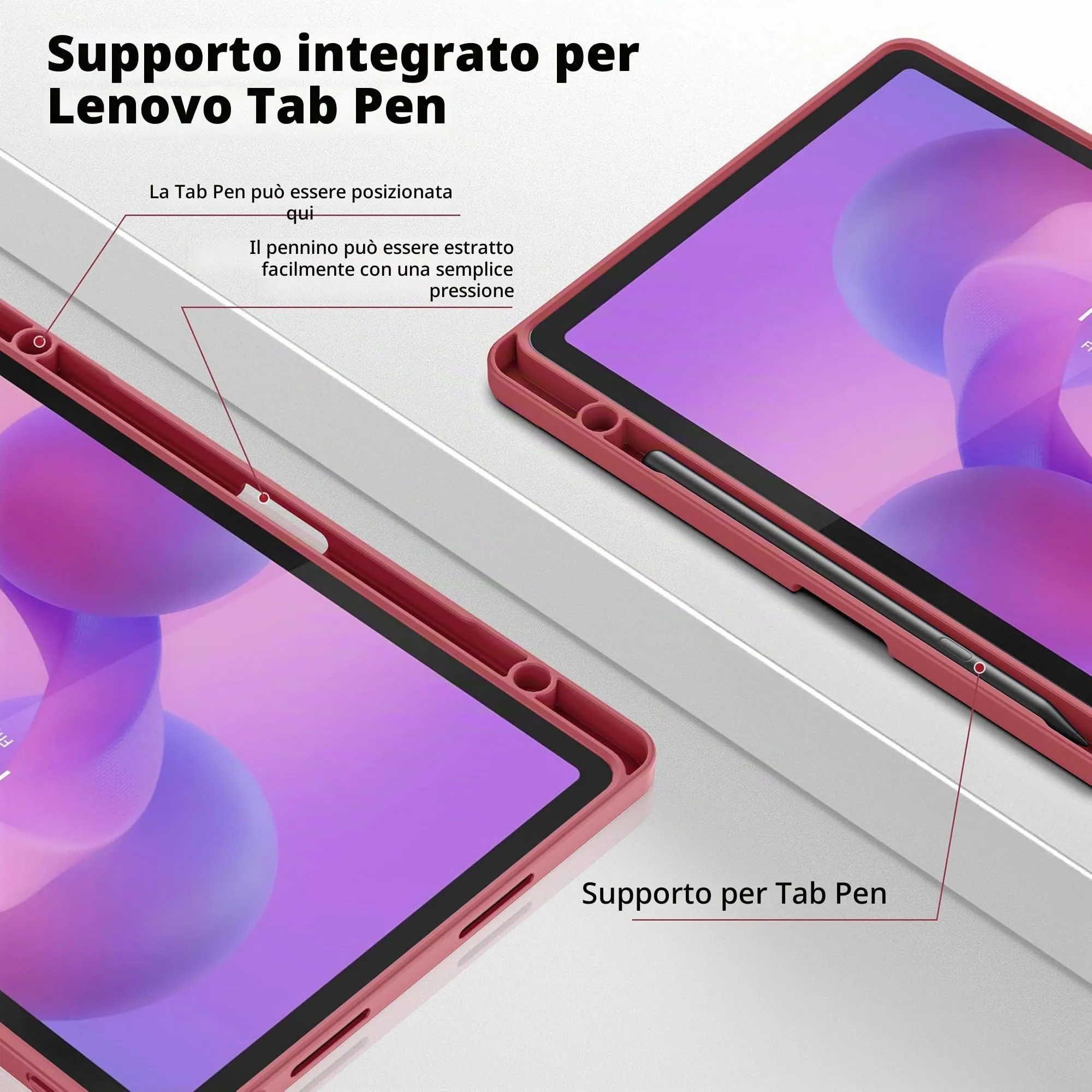 EasyAcc Cover per Lenovo Idea Tab 11 Pollici (TB336ZU/TB336FU) - Bordeaux - immagine 7