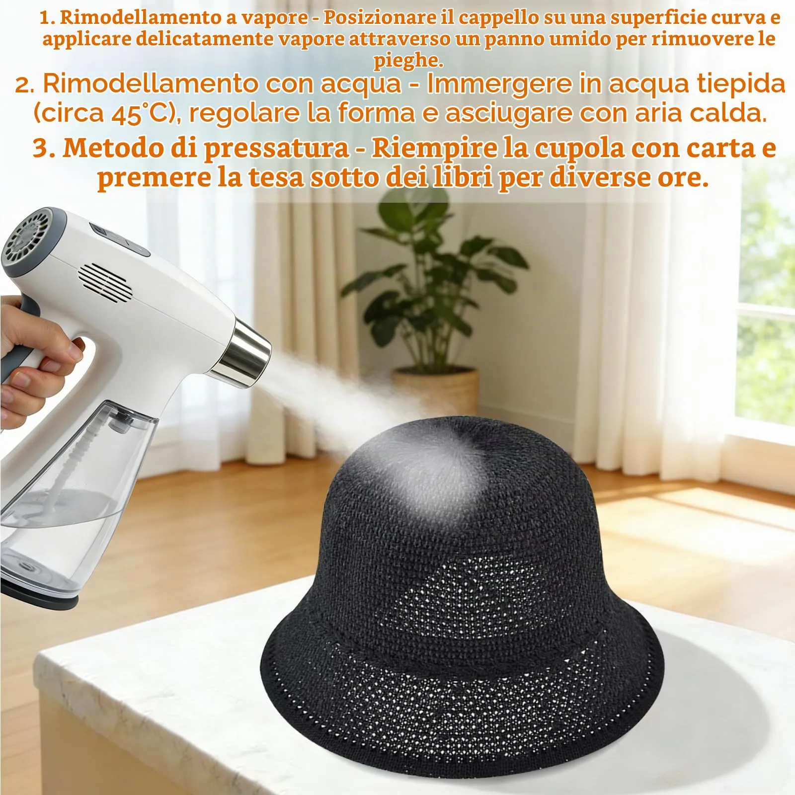 YEAMLTE Cappello di Paglia Donna Estivo Pieghevole, Nero - immagine 7
