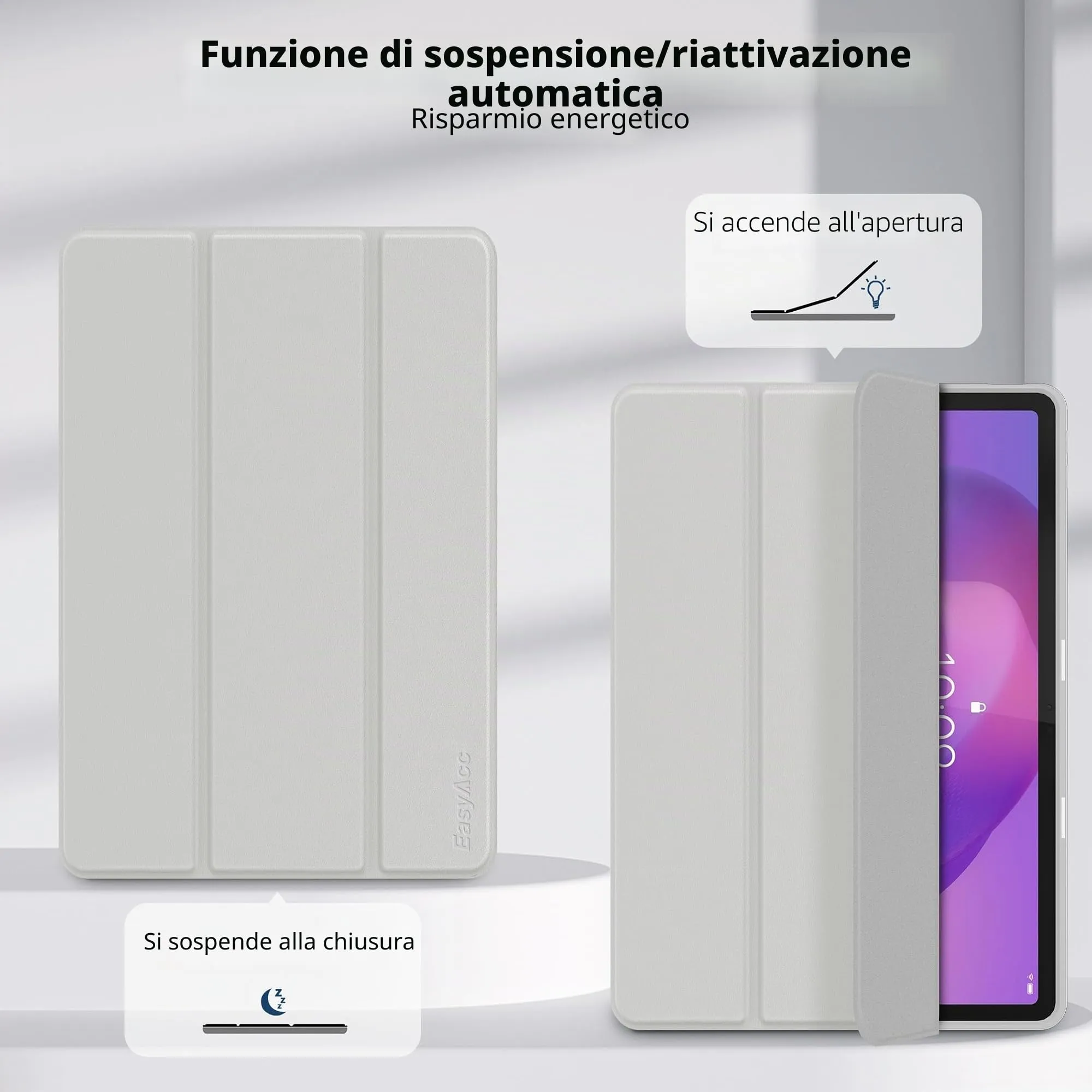 EasyAcc Cover per Lenovo Idea Tab 11 Pollici (TB336ZU/TB336FU) - Grigio Chiaro - immagine 6