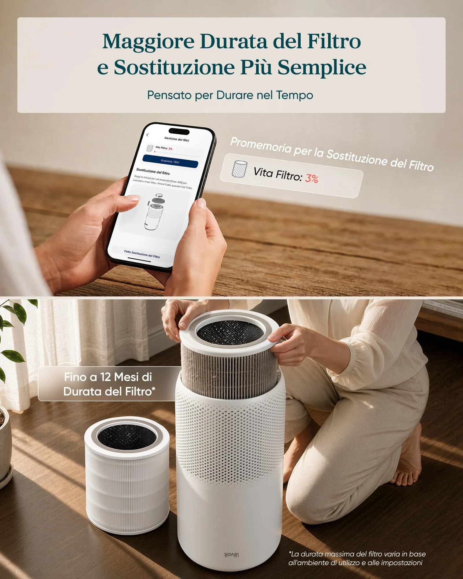 Levoit Core 400S Purificatore d'Aria Smart con Display PM2.5, CADR 433m³/h, fino a 90㎡ - immagine 7