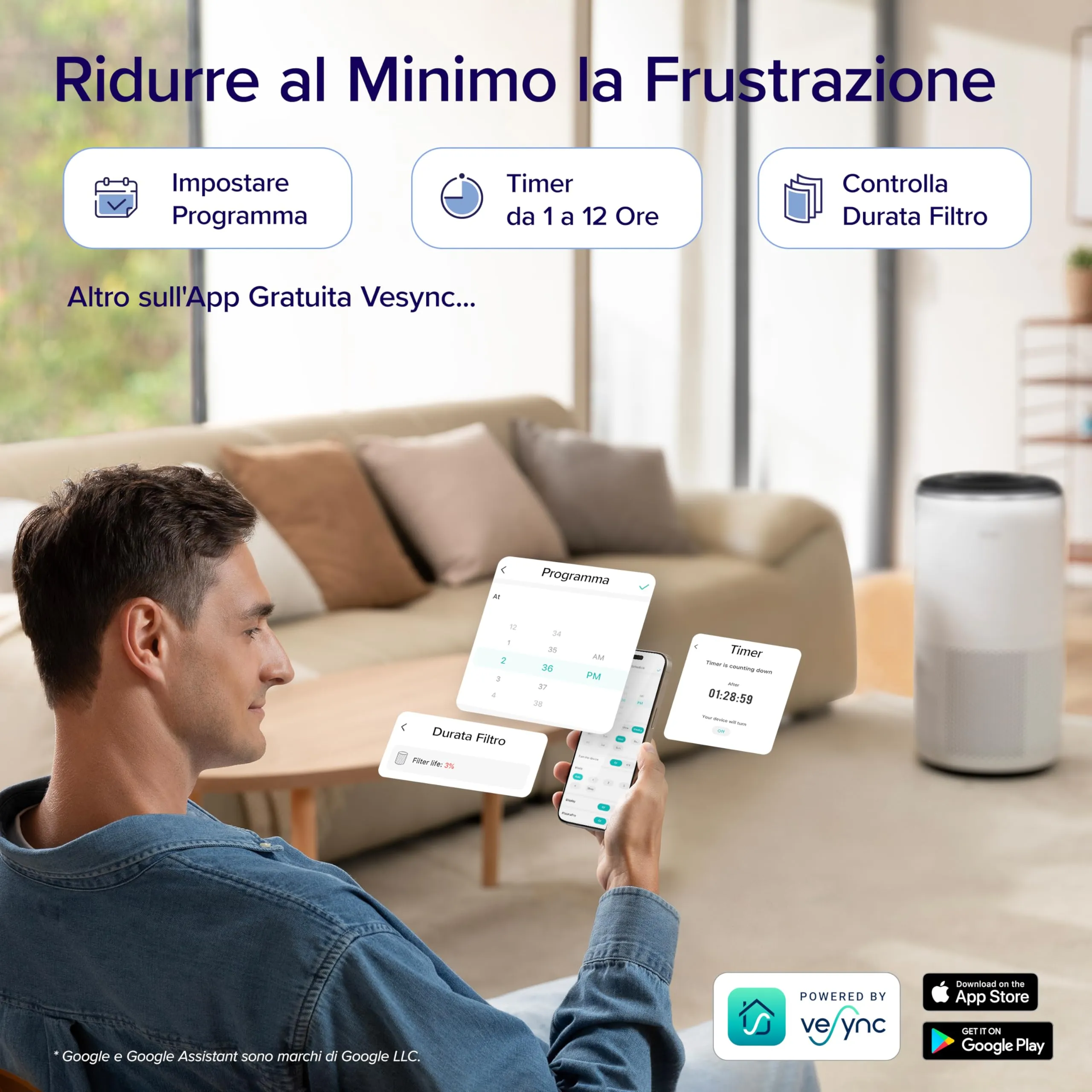 Levoit Core 400S Purificatore d'Aria Smart con Display PM2.5, CADR 433m³/h, fino a 90㎡ - immagine 12