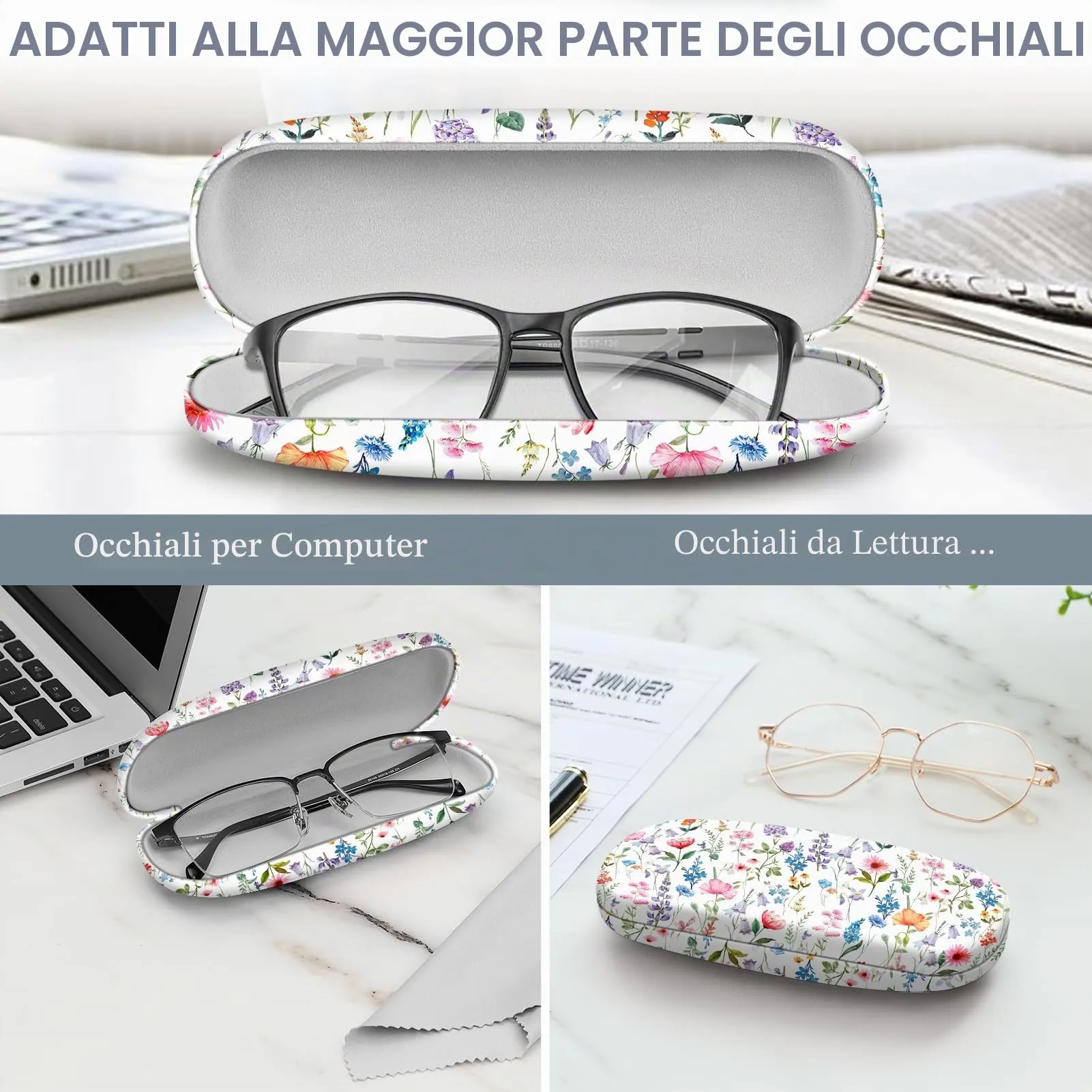 Fintie Custodia Occhiali Rigida Unisex Fantasia Floreale - immagine 4