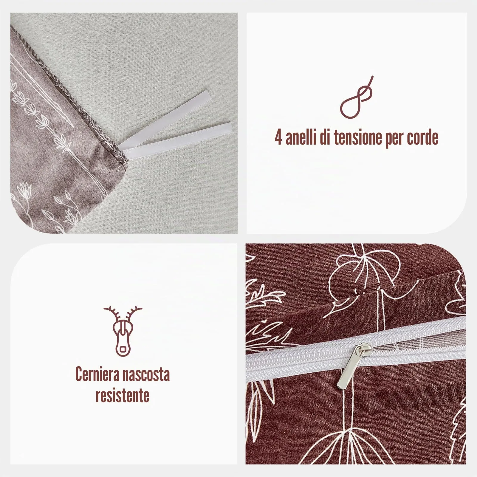 Tokokimo Set Copripiumino Matrimoniale 240x220 cm in Microfibra con Stile Rami e Foglie, 1 Copripiumino e 2 Federe 50x80 cm, Bordeaux - immagine 5