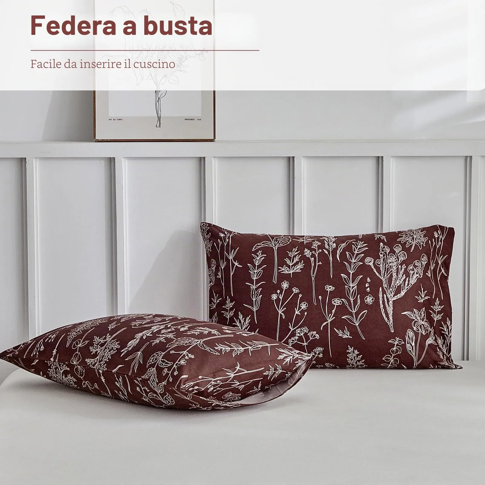 Tokokimo Set Copripiumino Matrimoniale 240x220 cm in Microfibra con Stile Rami e Foglie, 1 Copripiumino e 2 Federe 50x80 cm, Bordeaux - immagine 7