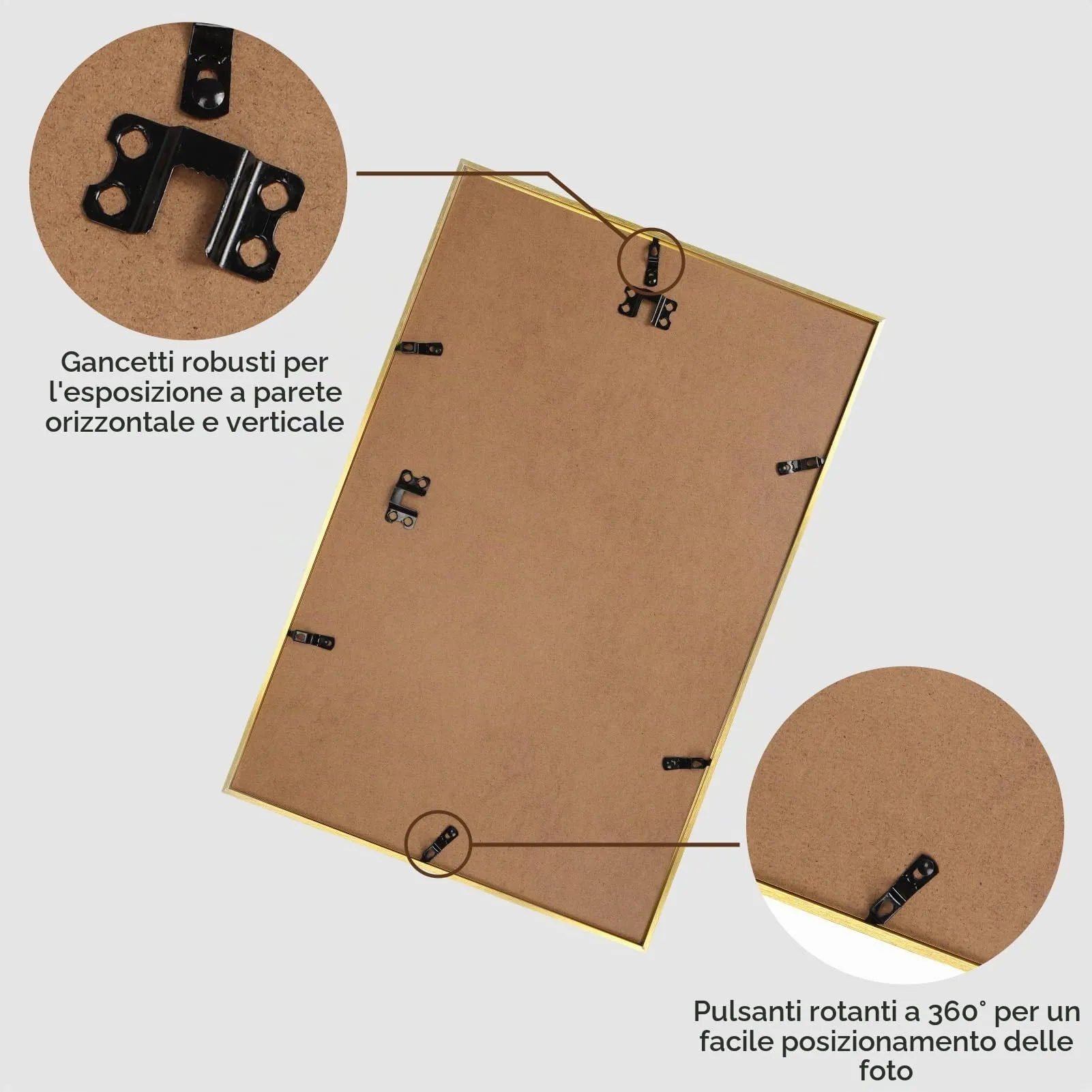 Giftgarden Cornice in Alluminio Spazzolato Dorato, 30x45 cm, Set da 1 - immagine 7