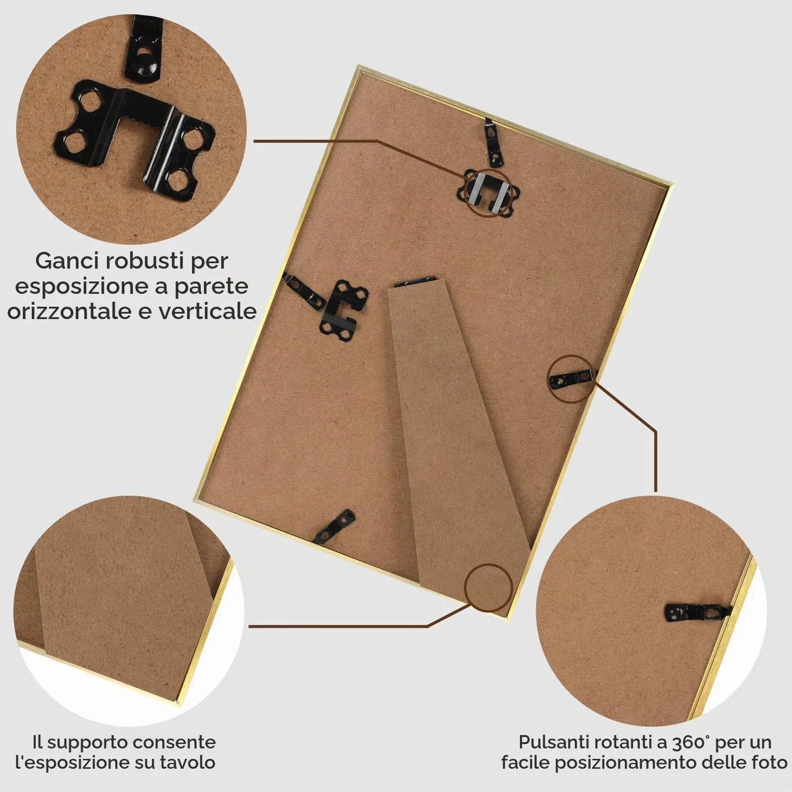 Giftgarden Cornice in Alluminio Spazzolato Dorato A4, Set da 1 - immagine 7