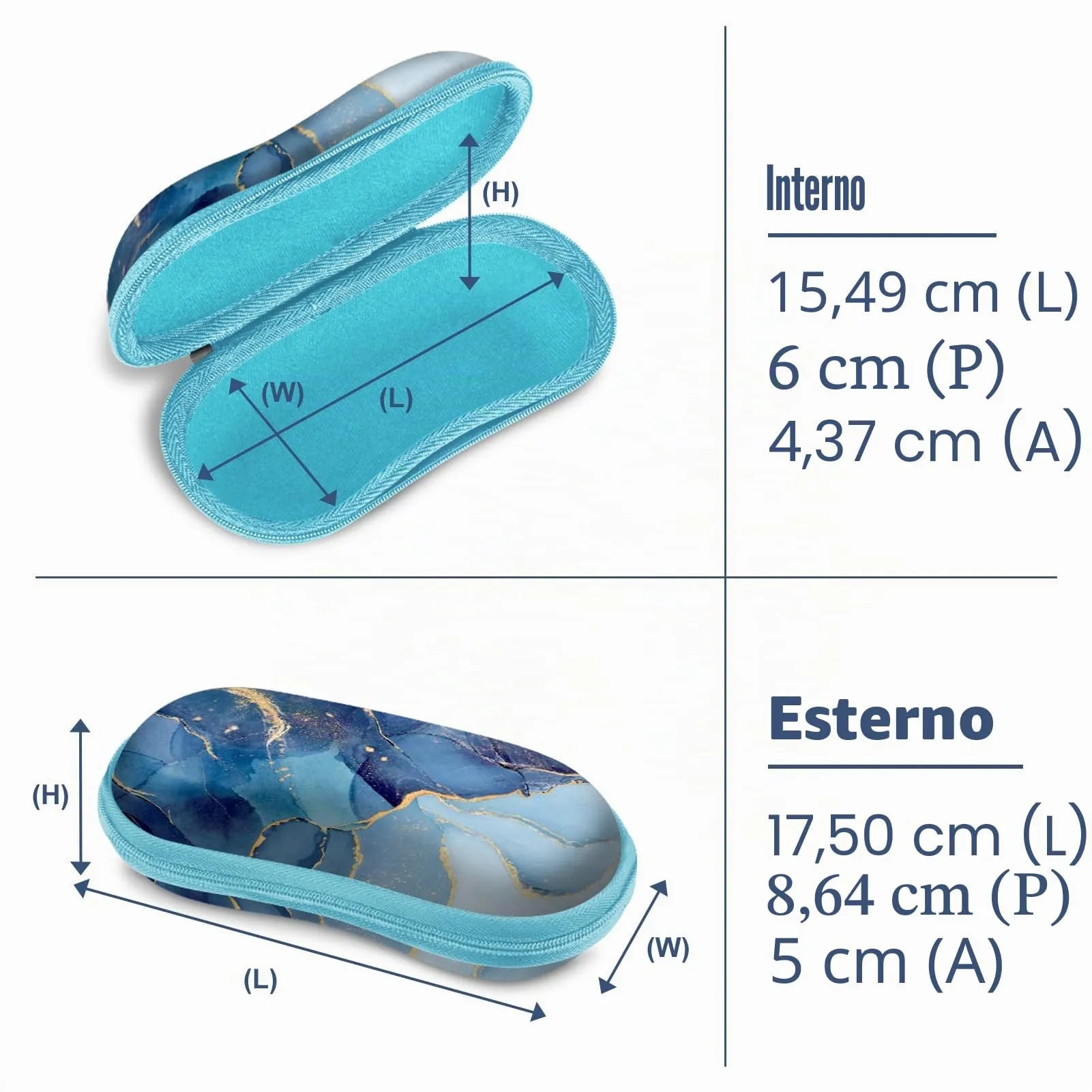 FINTIE Custodia Occhiali Rigida in EVA, Marmo Blu - immagine 3