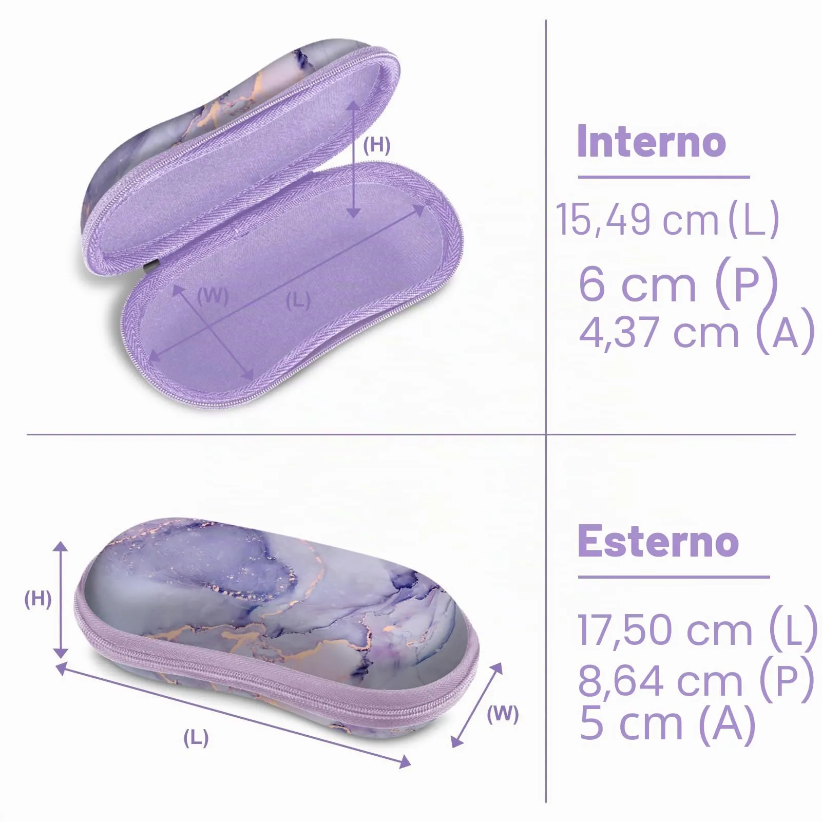 FINTIE Custodia Rigida per Occhiali da Sole e Vista, Marmo Viola - immagine 3