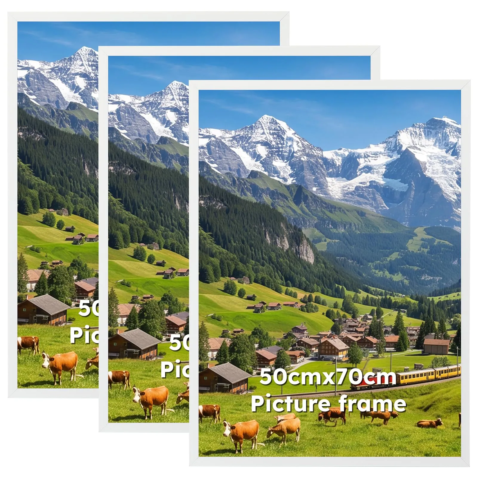 Hoikwo Cornice in Alluminio Bianca 50x70, Set di 3 - immagine 1