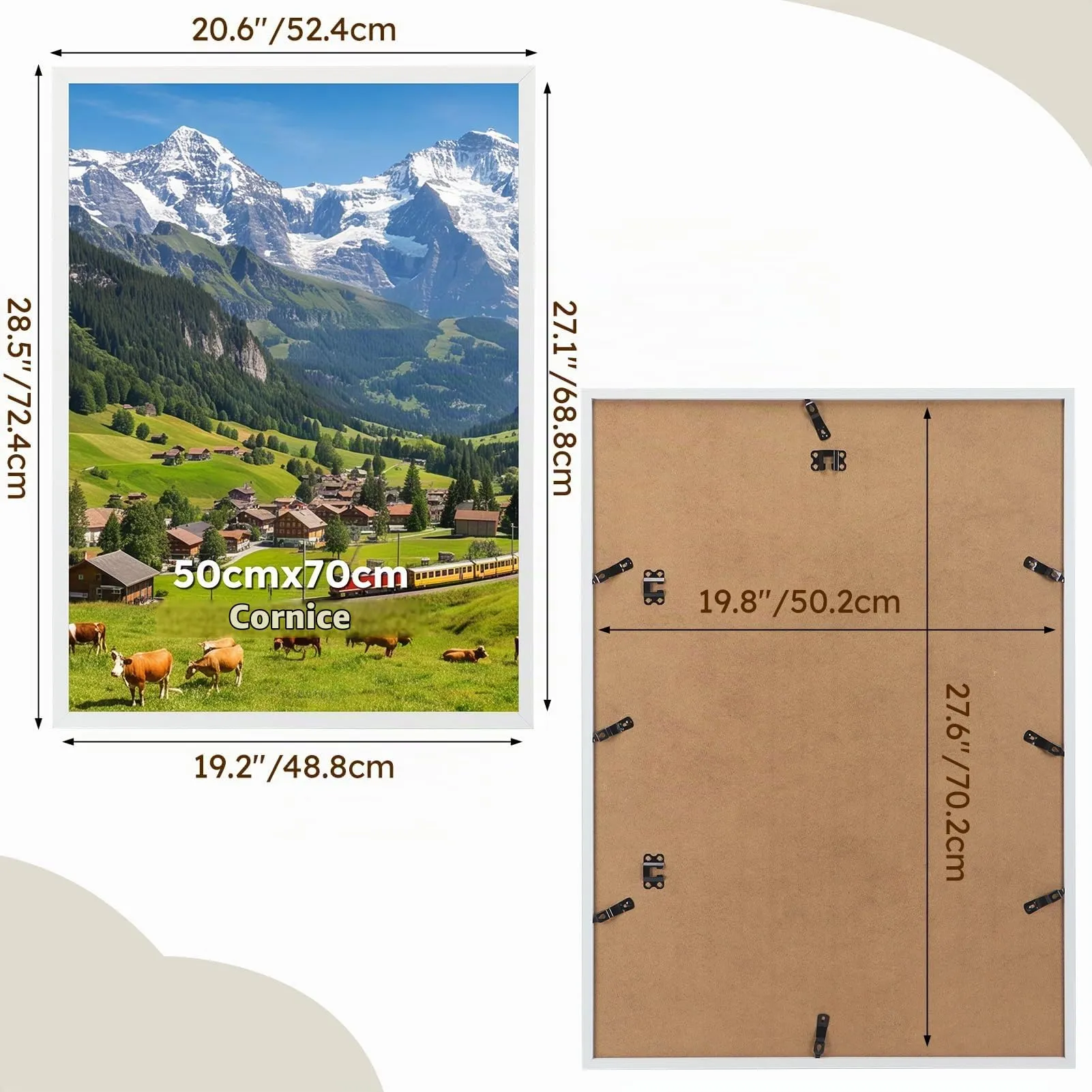 Hoikwo Cornice in Alluminio Bianca 50x70, Set di 3 - immagine 2