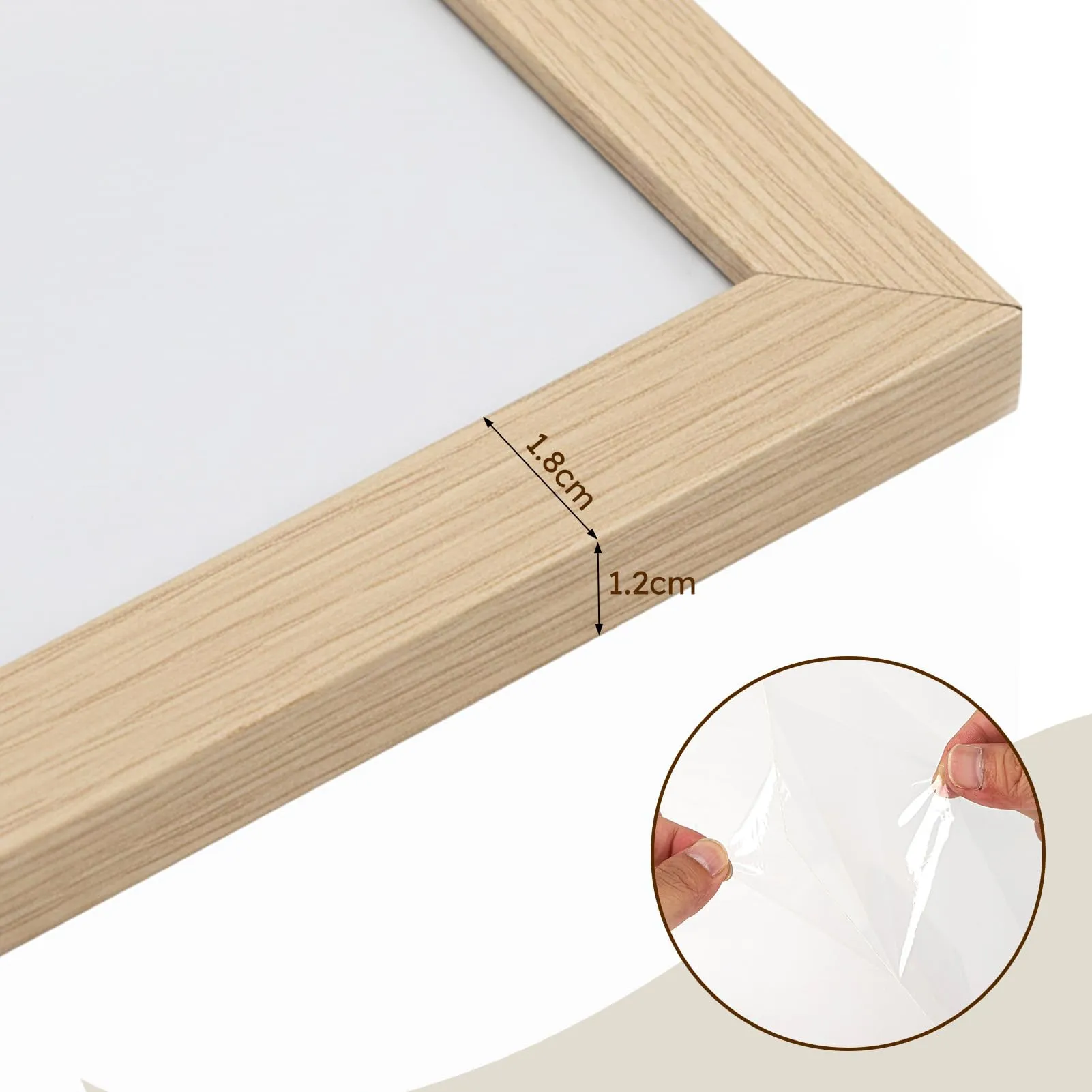 Hoikwo Cornice 50x70 in Alluminio Colore Legno Naturale, Set da 3 Pezzi - immagine 6