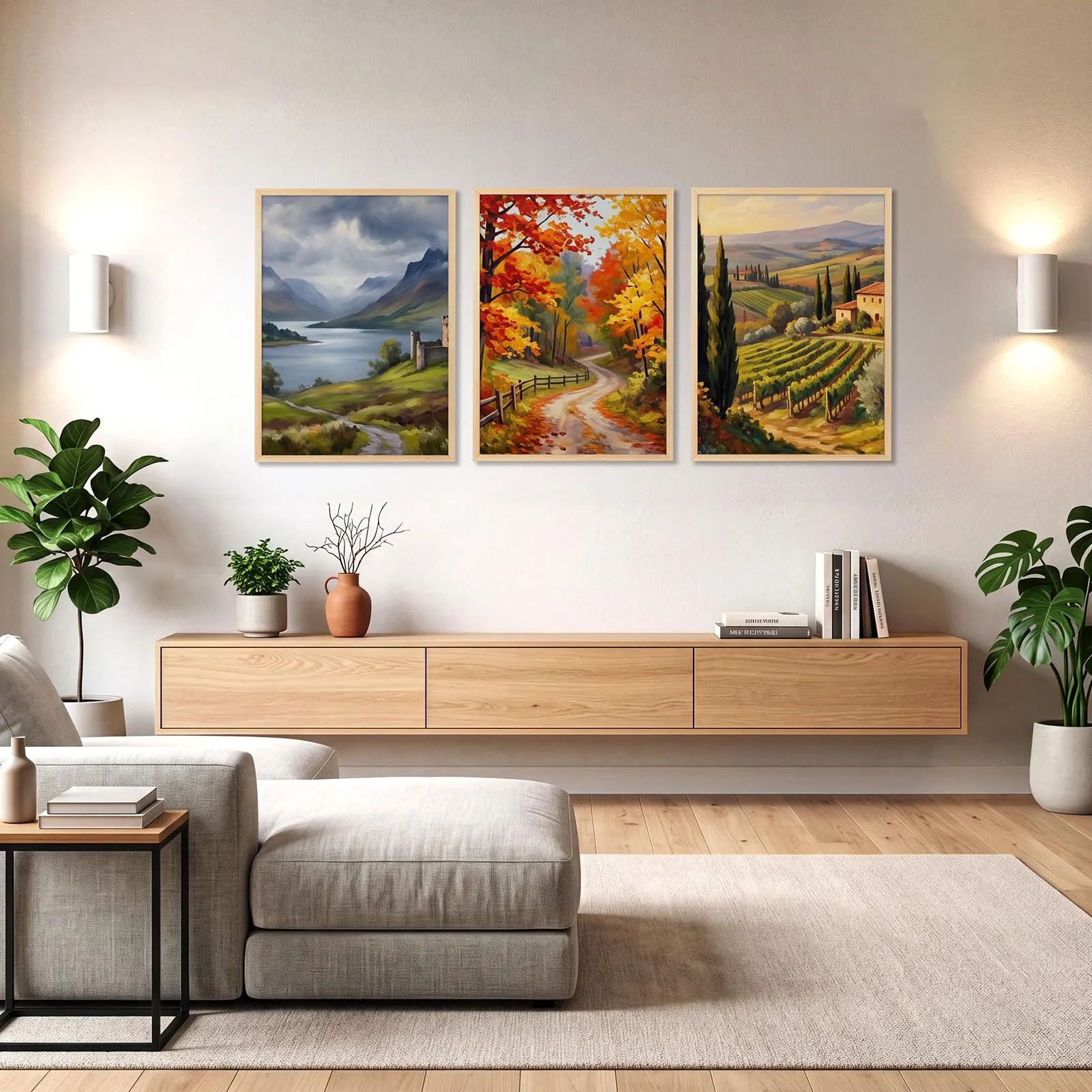 Hoikwo Cornice 50x70 in Alluminio Colore Legno Naturale, Set da 3 Pezzi - immagine 7