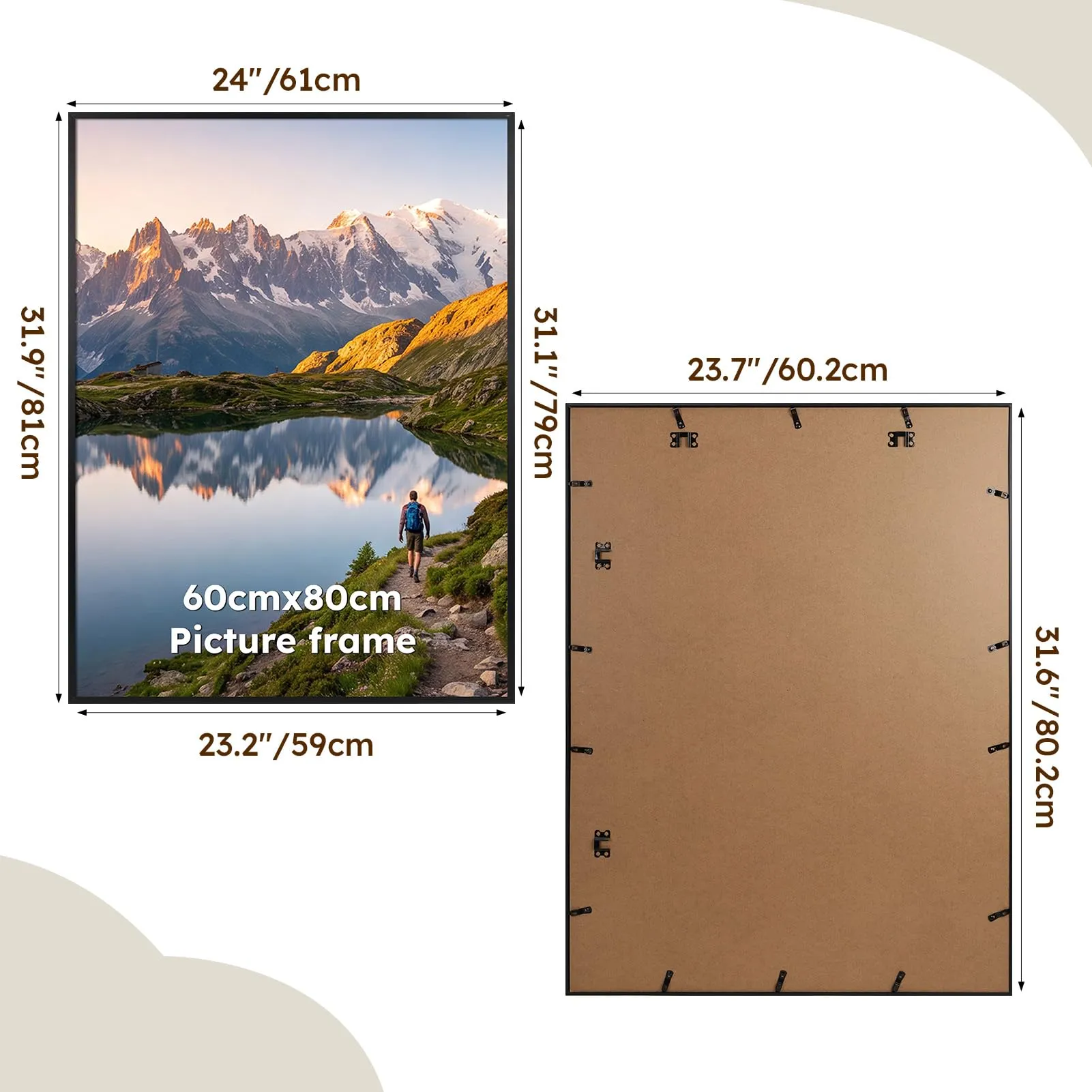 Hoikwo Cornice in Alluminio Nero 60x80, Set di 3 - immagine 2