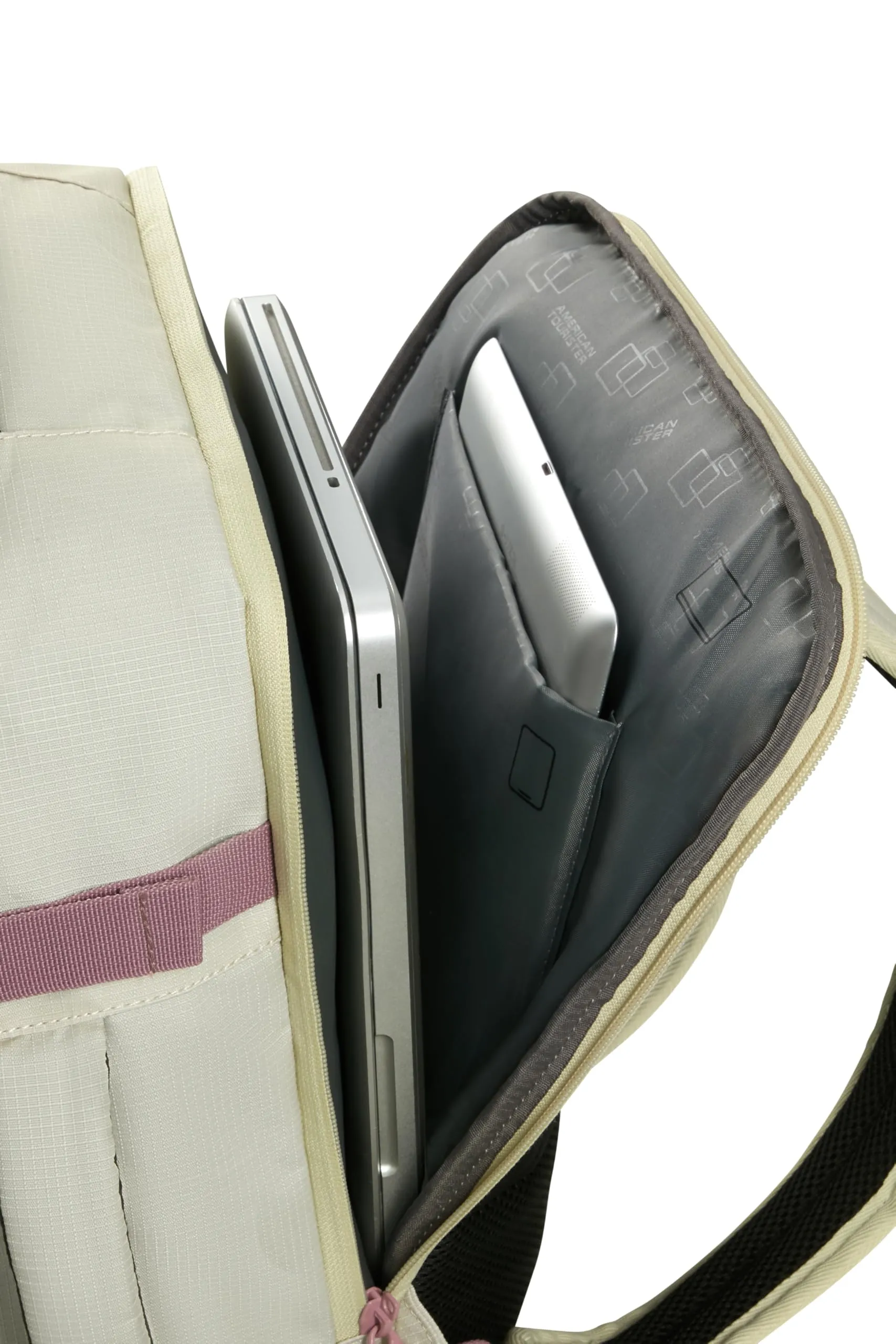 American Tourister Take2Cabin Zaino Bagaglio a Mano 40 x 30 x 20 cm, 26,5 L, Coconut Sand/Galactic Mauve - immagine 6