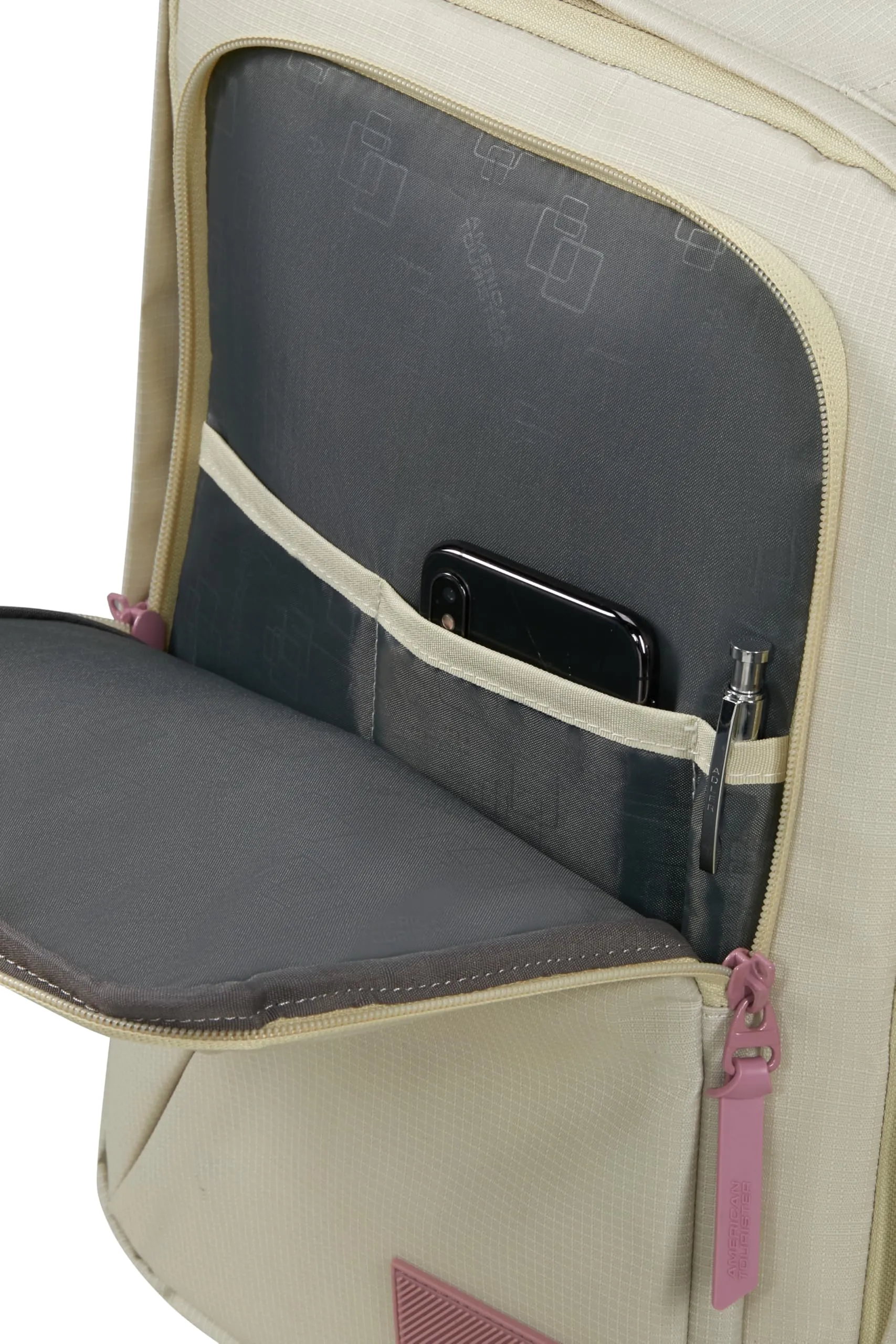 American Tourister Take2Cabin Zaino Bagaglio a Mano 40 x 30 x 20 cm, 26,5 L, Coconut Sand/Galactic Mauve - immagine 10