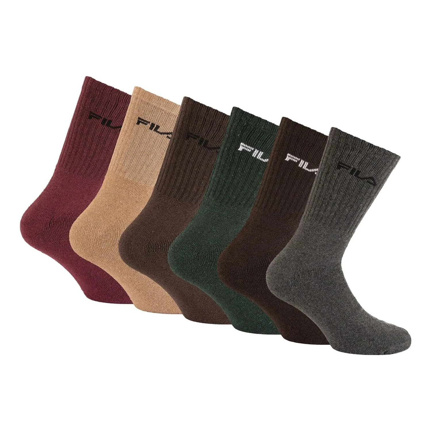 Fila Calzini Uomo e Donna, Cotone, Set di 6, Marrone S9A, 39-42 - immagine 1