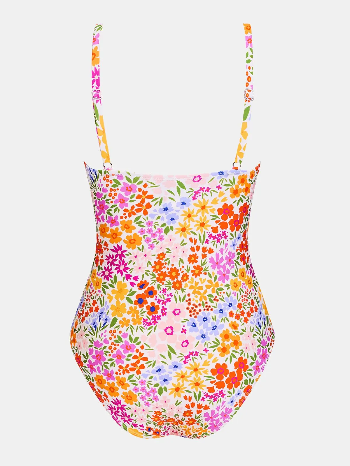 CUPSHE Costume da bagno intero da donna con scollo a V e controllo della pancia, Giallo/Rosa/Viola, L - immagine 7