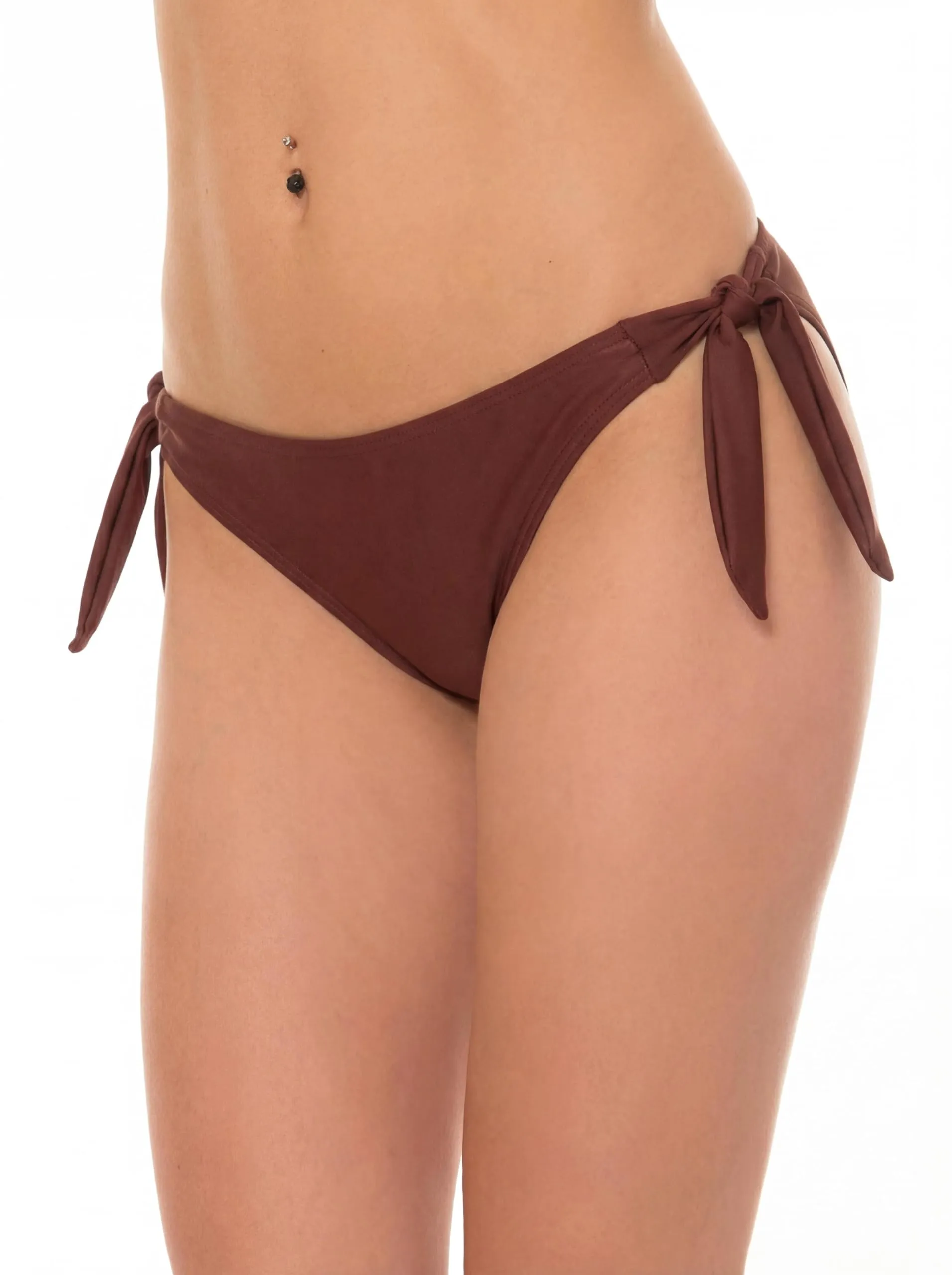Aquarti Slip Costume Donna con Lacci Laterali, Marrone Cioccolato, 48 - immagine 1