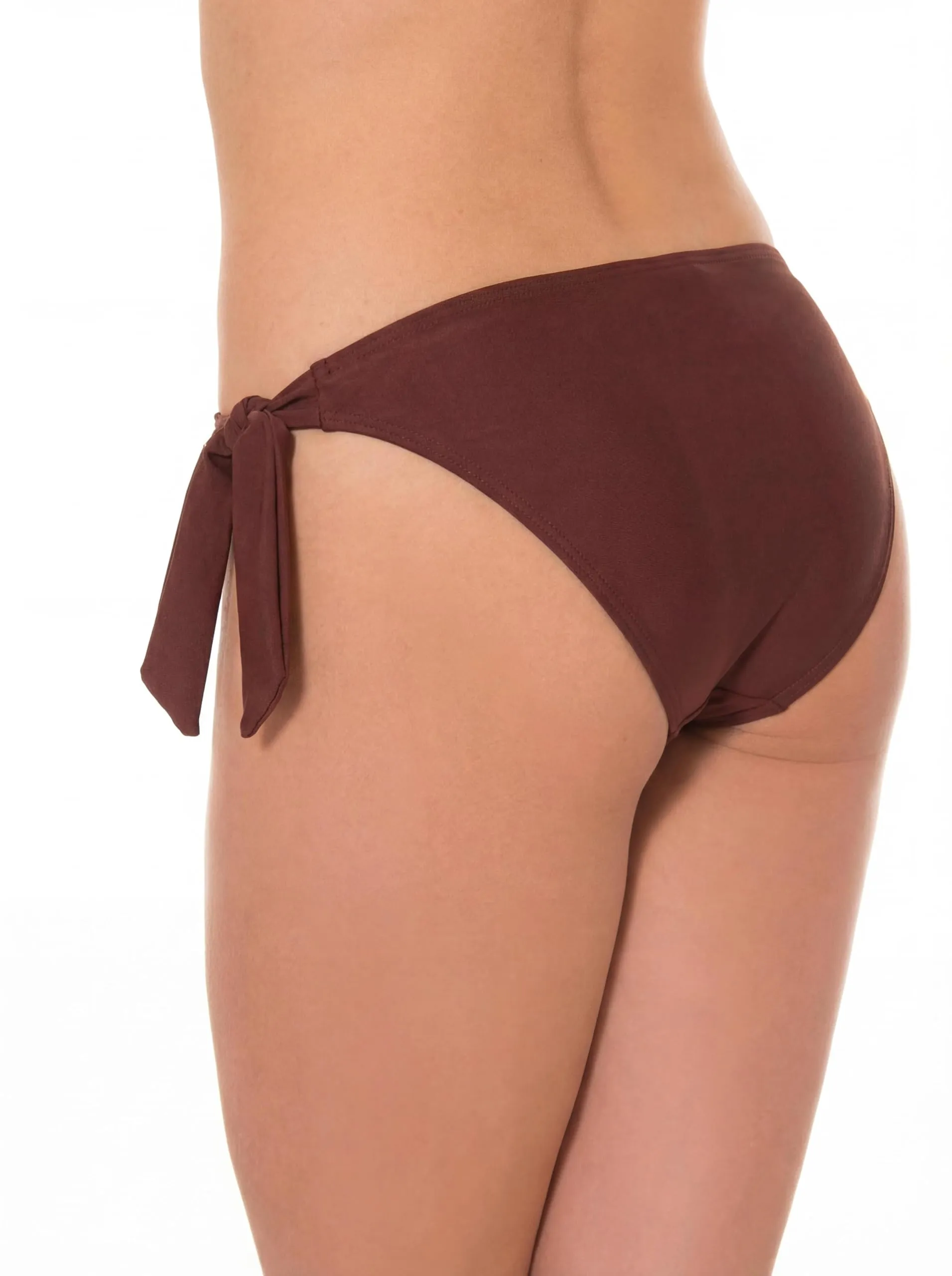 Aquarti Slip Costume Donna con Lacci Laterali, Marrone Cioccolato, 48 - immagine 2