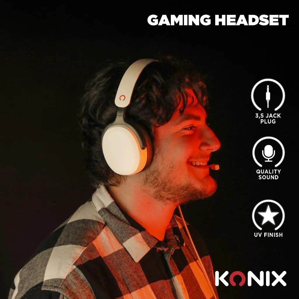 Konix Nexus Cuffie Gaming per Nintendo Switch, Altoparlanti 40 mm, Microfono, Jack 3,5 mm, Bianco - immagine 2