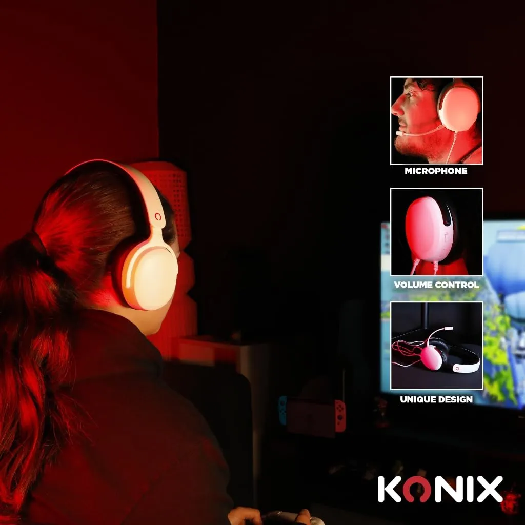 Konix Nexus Cuffie Gaming per Nintendo Switch, Altoparlanti 40 mm, Microfono, Jack 3,5 mm, Bianco - immagine 3