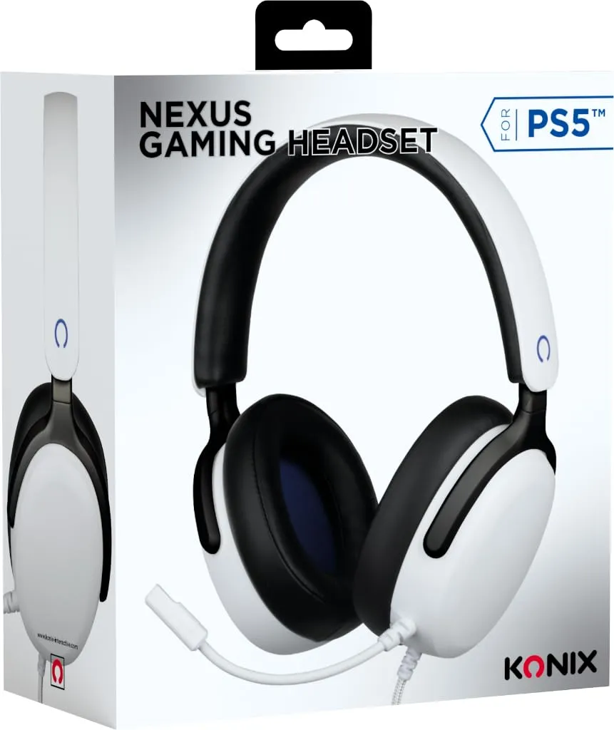Konix Nexus Cuffie Gaming con Cavo per PS5, Altoparlanti 40 mm, Microfono Flessibile, Jack 3,5 mm, Cavo 1,5 m, Bianco - immagine 6