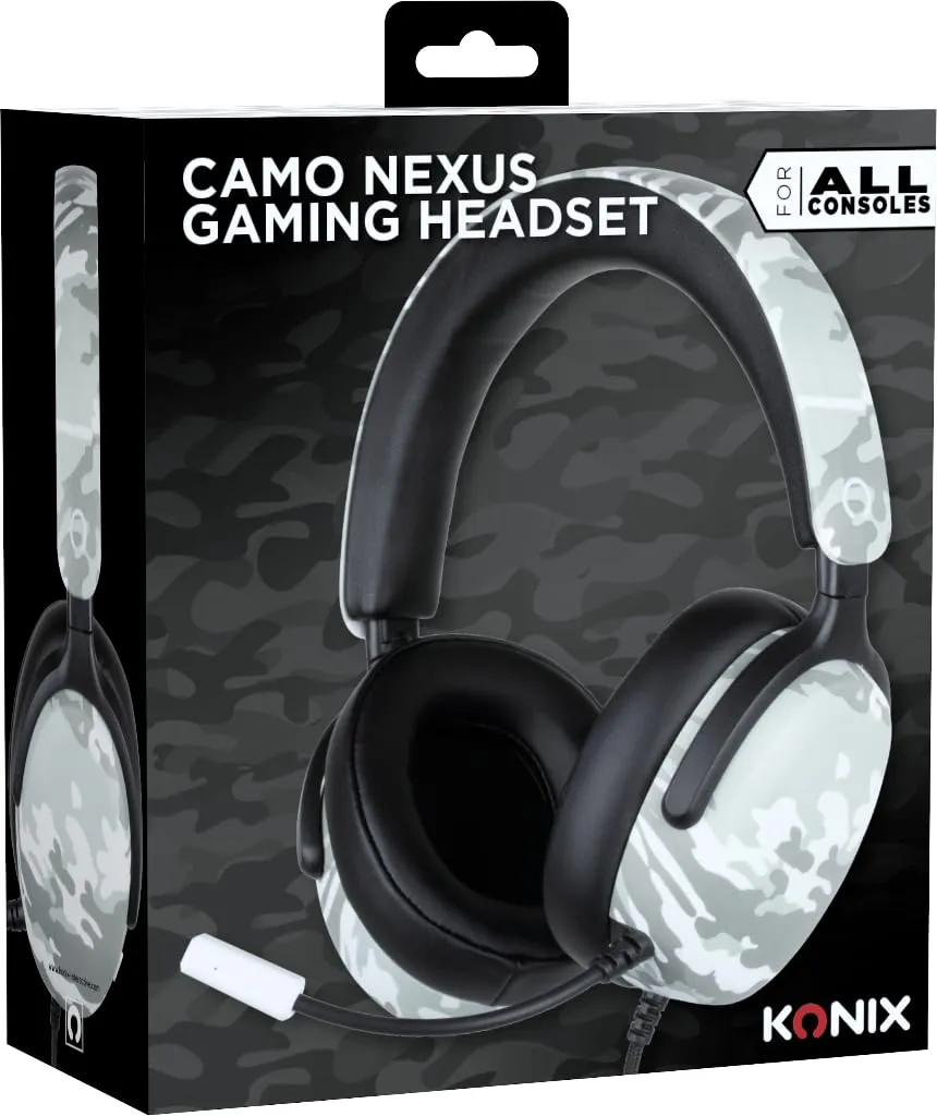 Konix Nexus Cuffie da gioco circumaurali per PS5, Switch e Xbox Series X|S, Altoparlanti 40 mm, Microfono, Cavo 1,5 m, Motivo mimetico - immagine 8