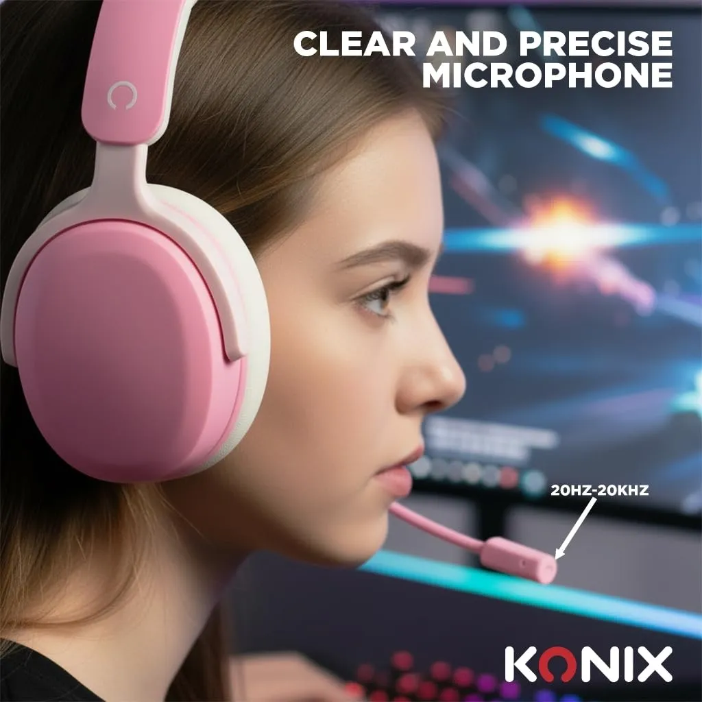 Konix Nexus Cuffie da gioco circumaurali per Nintendo Switch 2, PS5 e Xbox Series X|S, Rosa - immagine 5