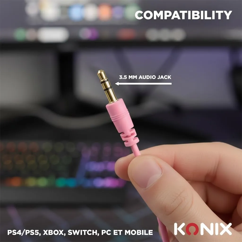 Konix Nexus Cuffie da gioco circumaurali per Nintendo Switch 2, PS5 e Xbox Series X|S, Rosa - immagine 6