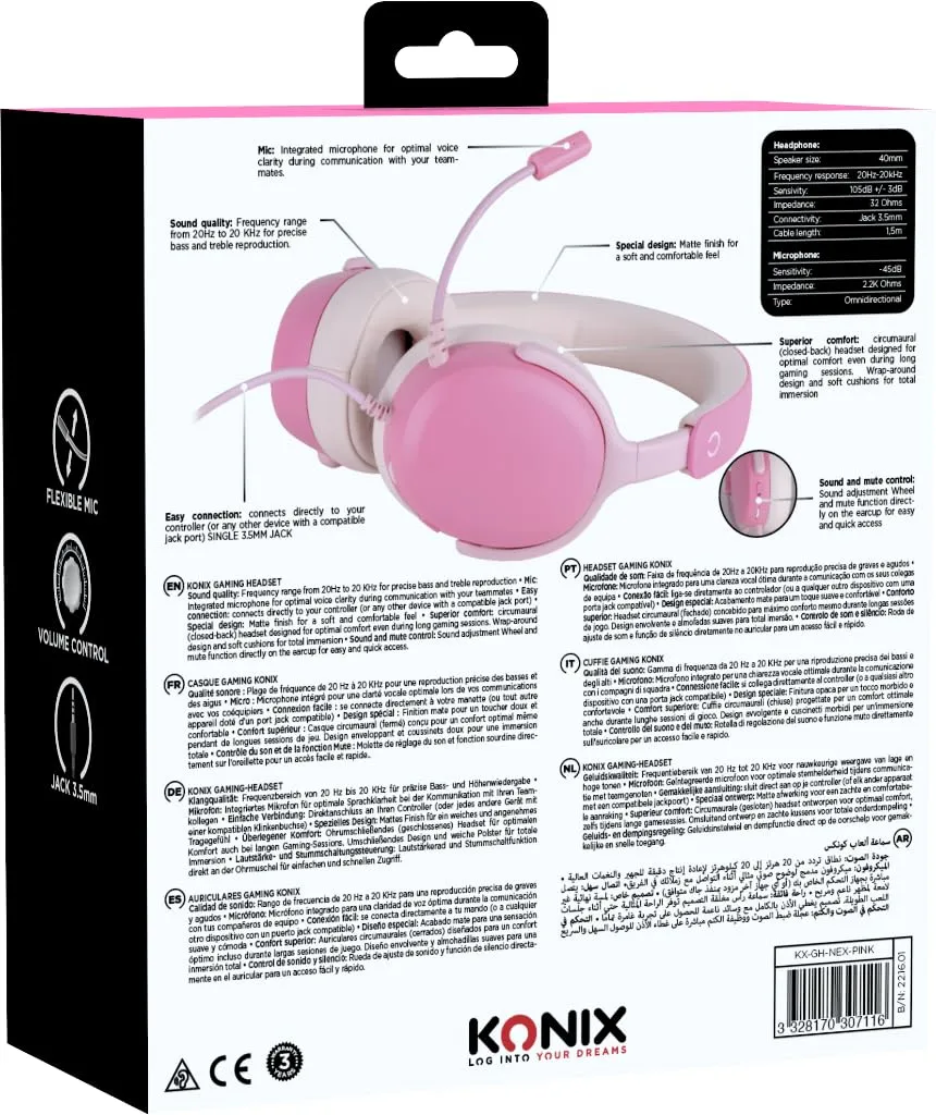 Konix Nexus Cuffie da gioco circumaurali per Nintendo Switch 2, PS5 e Xbox Series X|S, Rosa - immagine 10