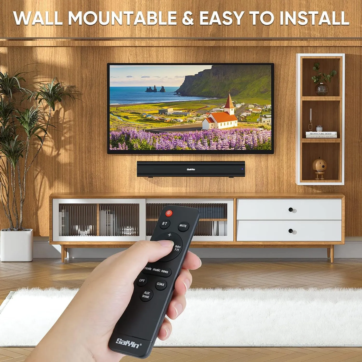 Saiyin Soundbar per TV, 40 Watt, 17 pollici, Nero - immagine 5