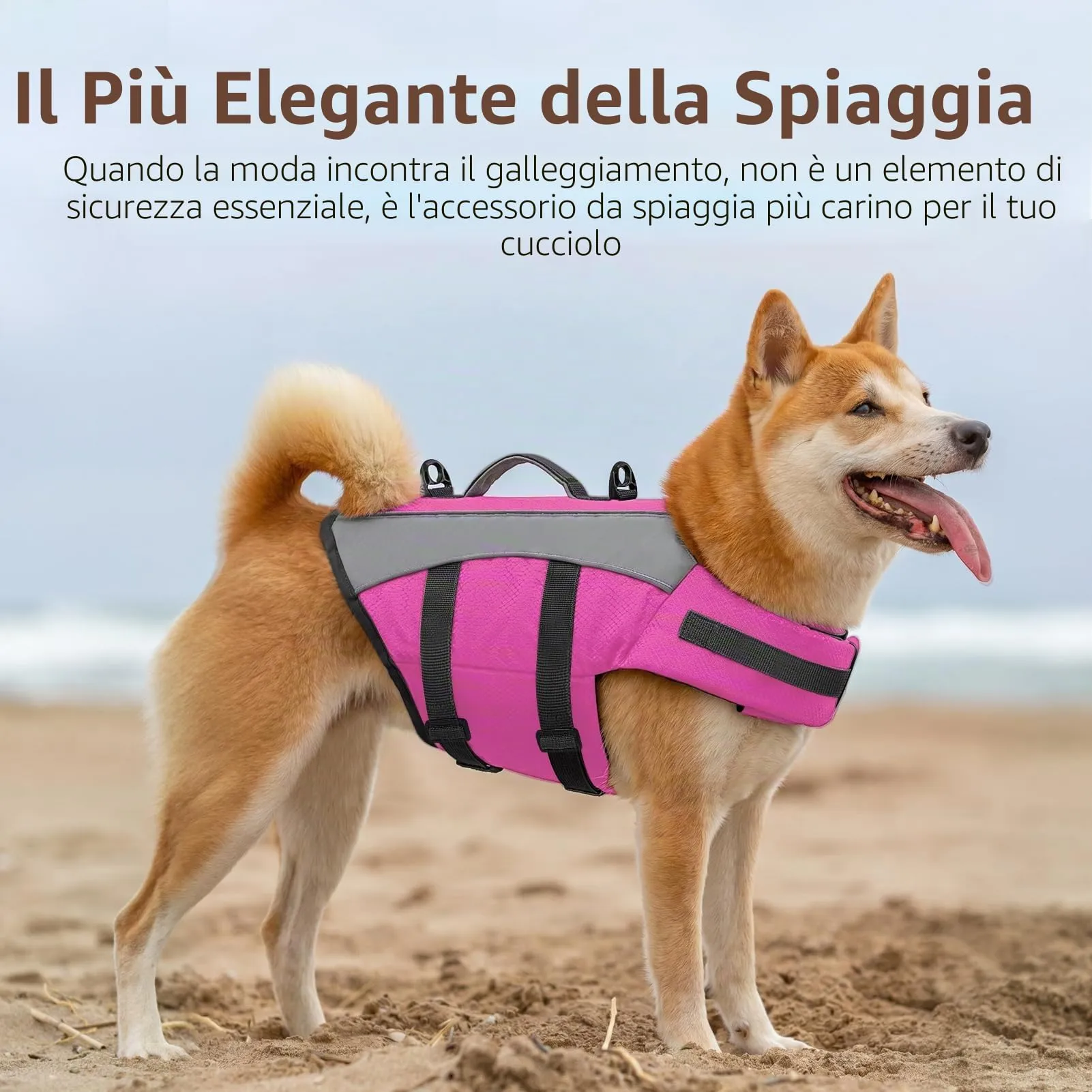 CITÉTOILE Giubbotto Salvagente per Cani, Riflettente con Maniglia e Cinture Regolabili, Rosa, S - immagine 6