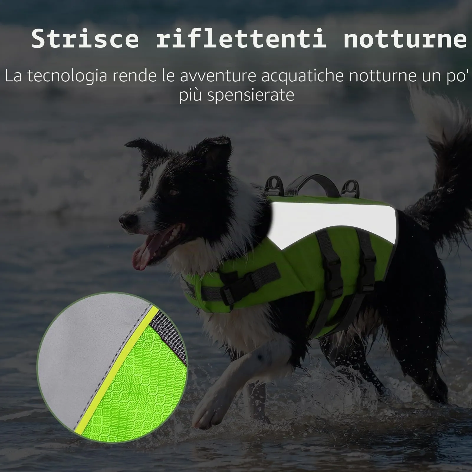 CITÉTOILE Giubbotto Salvagente per Cani Riflettente, Verde, XL - immagine 4