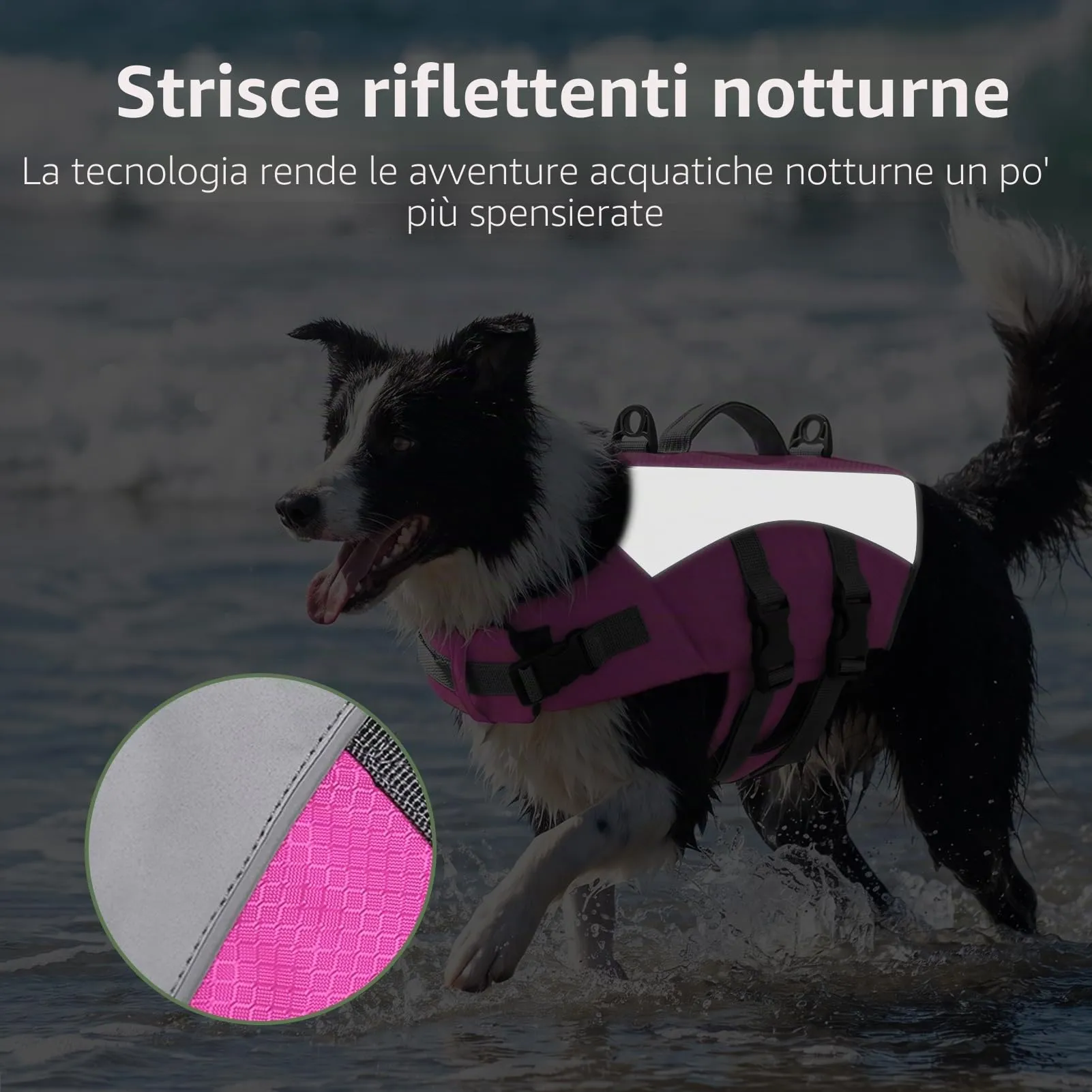 CITÉTOILE Giubbotto Salvagente per Cani Riflettente, Rosa, XL - immagine 4