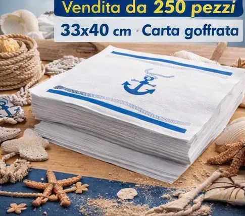 Generico Tovagliette Sottopiatti in Carta Goffrata 33x40 cm, 250 Pezzi, Tema Mare - immagine 3