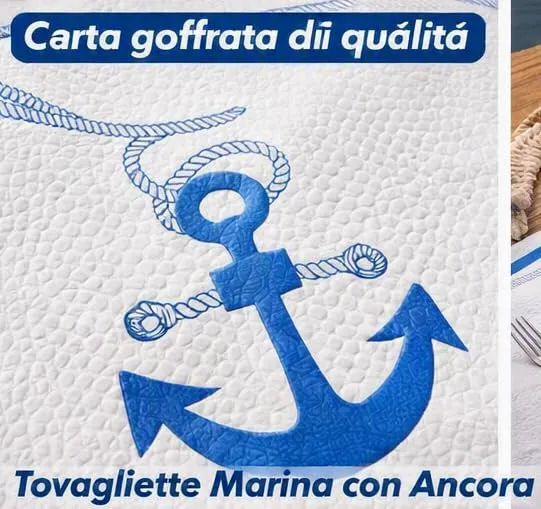 Generico Tovagliette Sottopiatti in Carta Goffrata 33x40 cm, 250 Pezzi, Tema Mare - immagine 4
