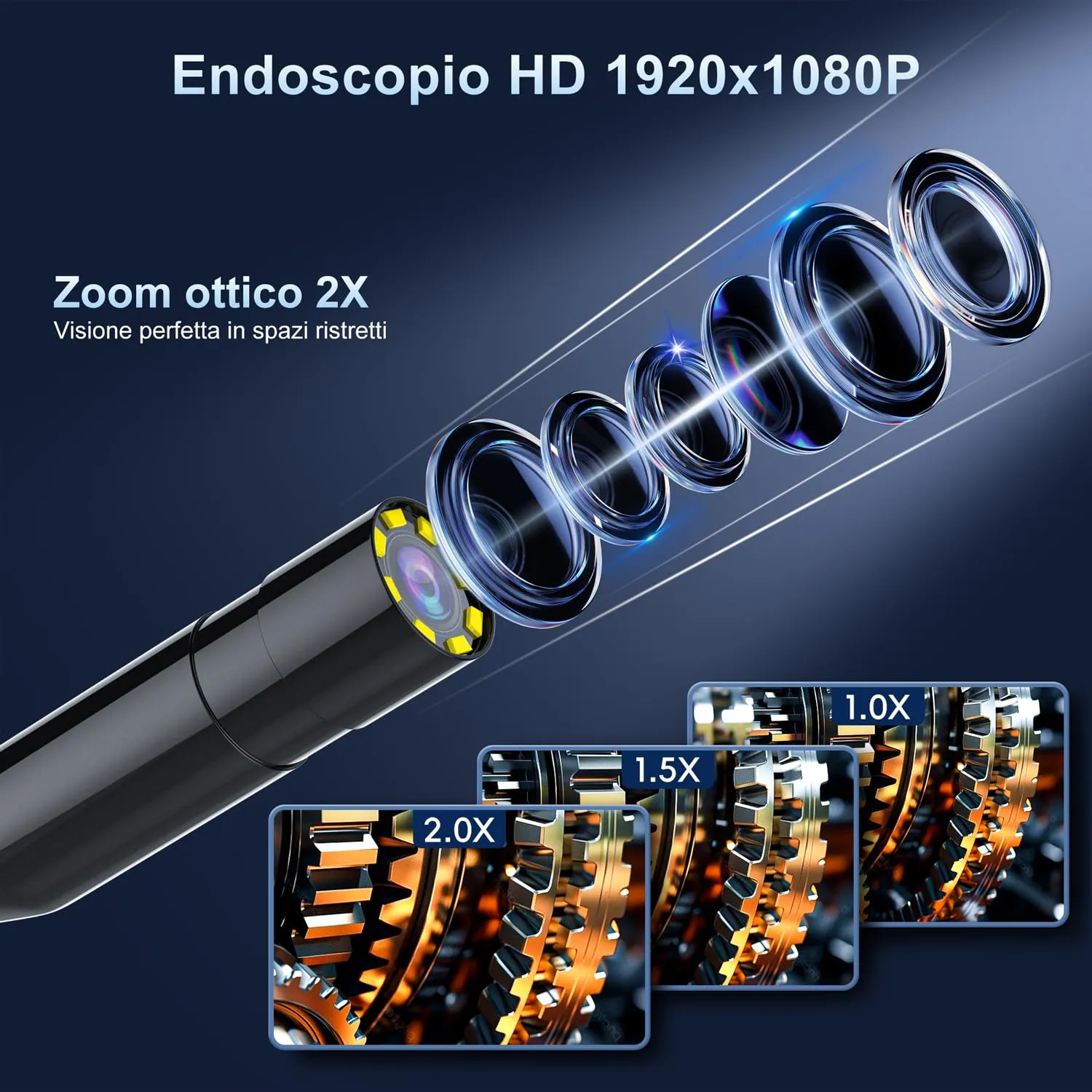SKYBASIC Endoscopio Industriale HD 1080P con Schermo IPS 4,3 pollici, IP67 Impermeabile, 8 LED, Cavo Semirigido 20M - immagine 3