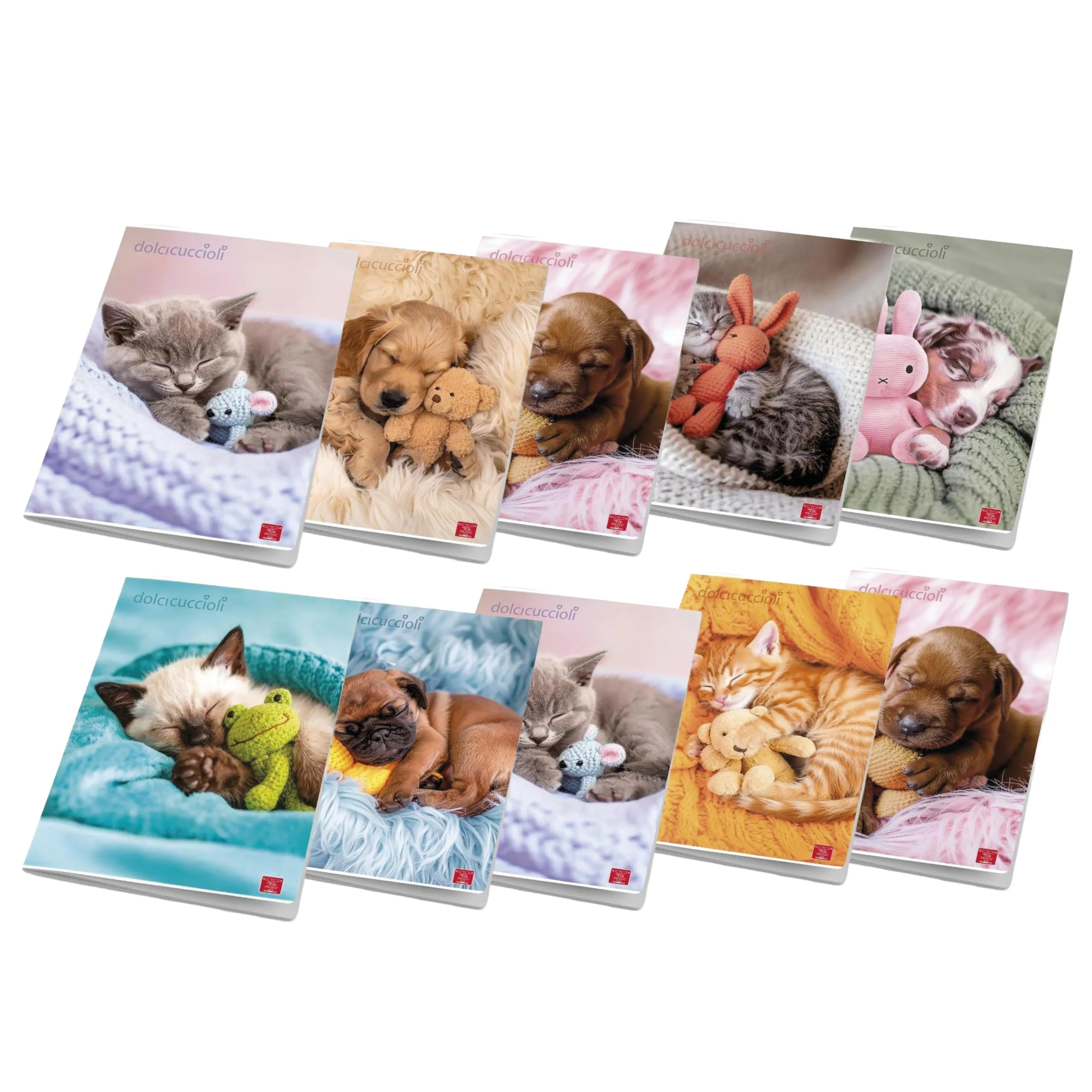 Pigna Maxi Quaderni A4 Dolci Cuccioli, 10 Pezzi, 80 Pagine + Risguardo, Quadretto 4mm - immagine 1