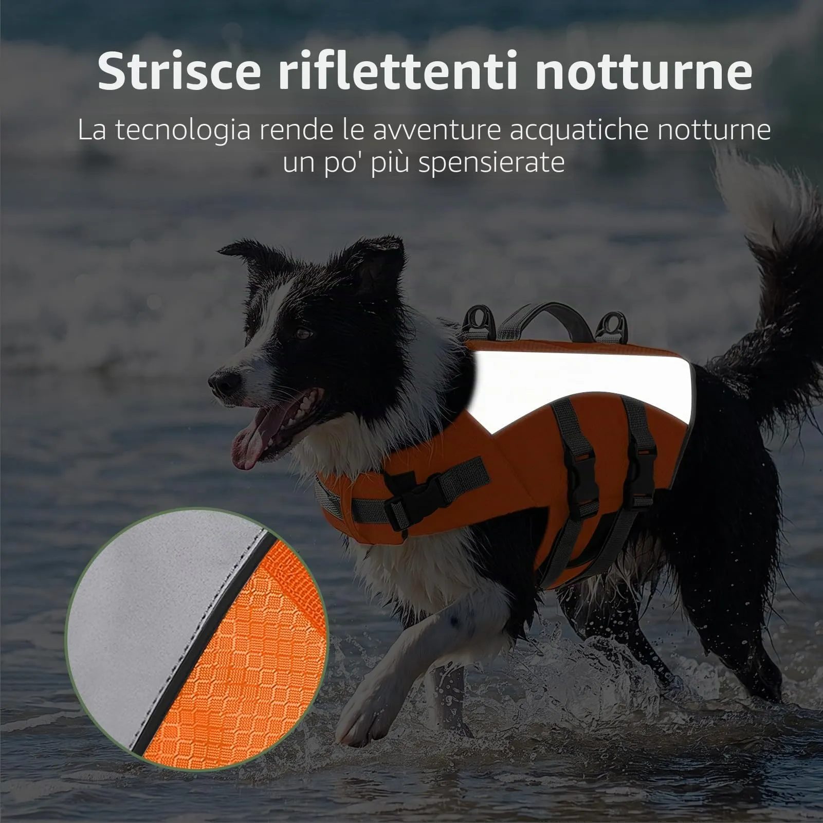 CITÉTOILE Giubbotto Salvagente per Cani Riflettente, Arancione, XS - immagine 4
