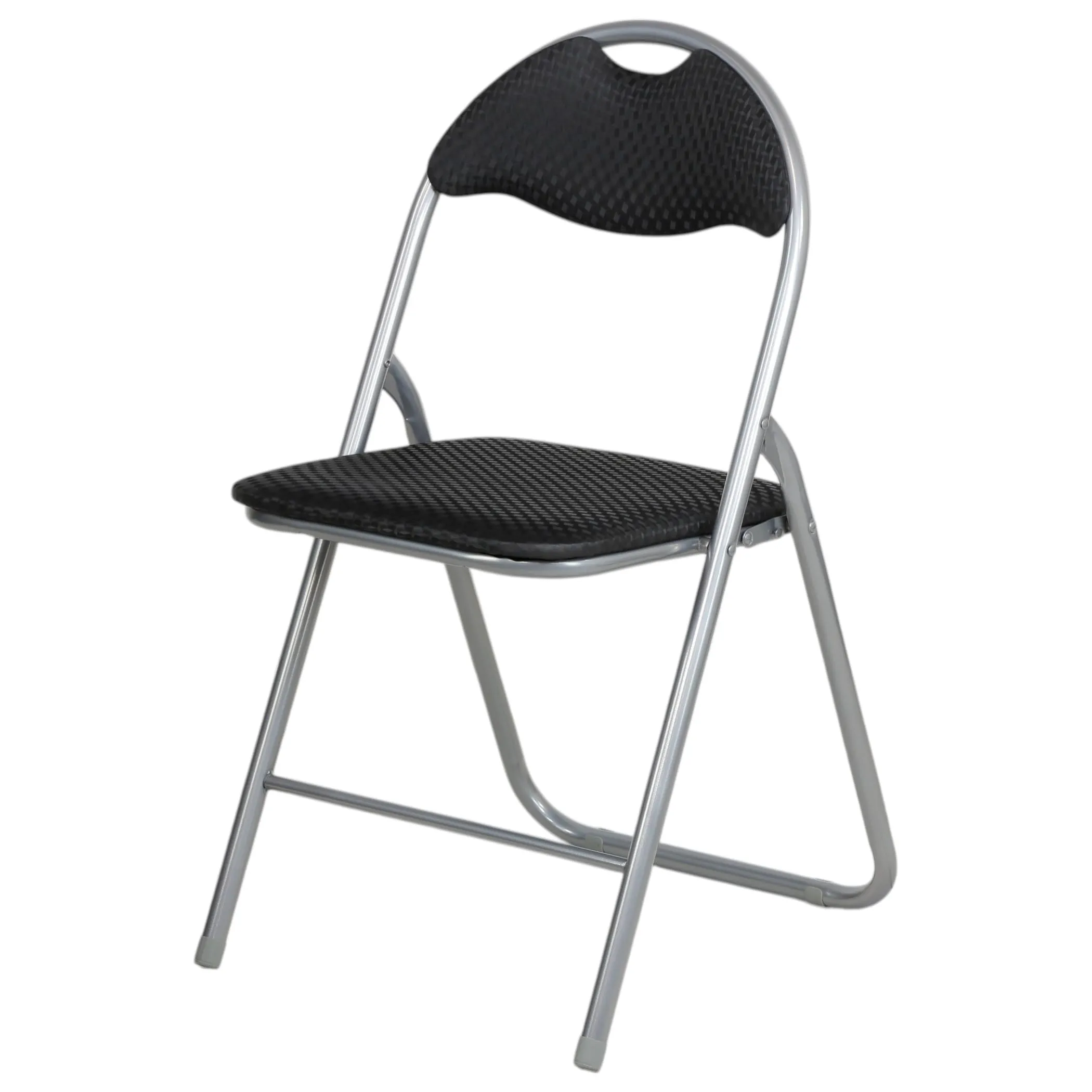 Totò Piccinni Sedie Pieghevoli in Metallo e Ecopelle, Silver/Nero Geometric (Set di 2) - immagine 2