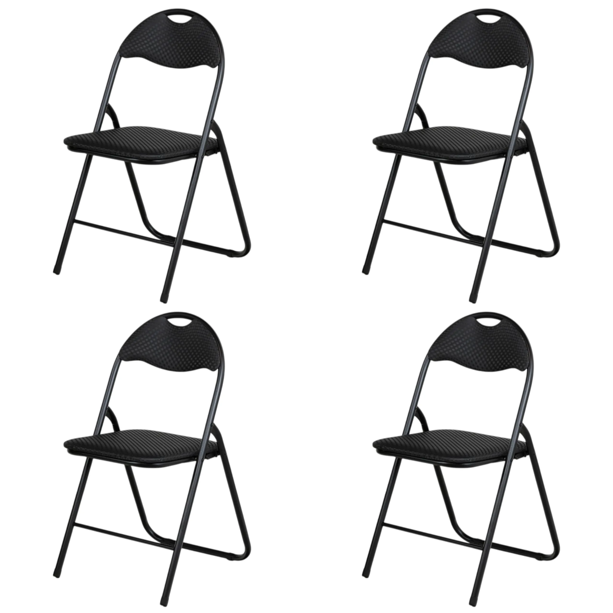 Totò Piccinni Sedie Pieghevoli in Metallo e Ecopelle, Black/Nero Geometric (Set di 4) - immagine 1