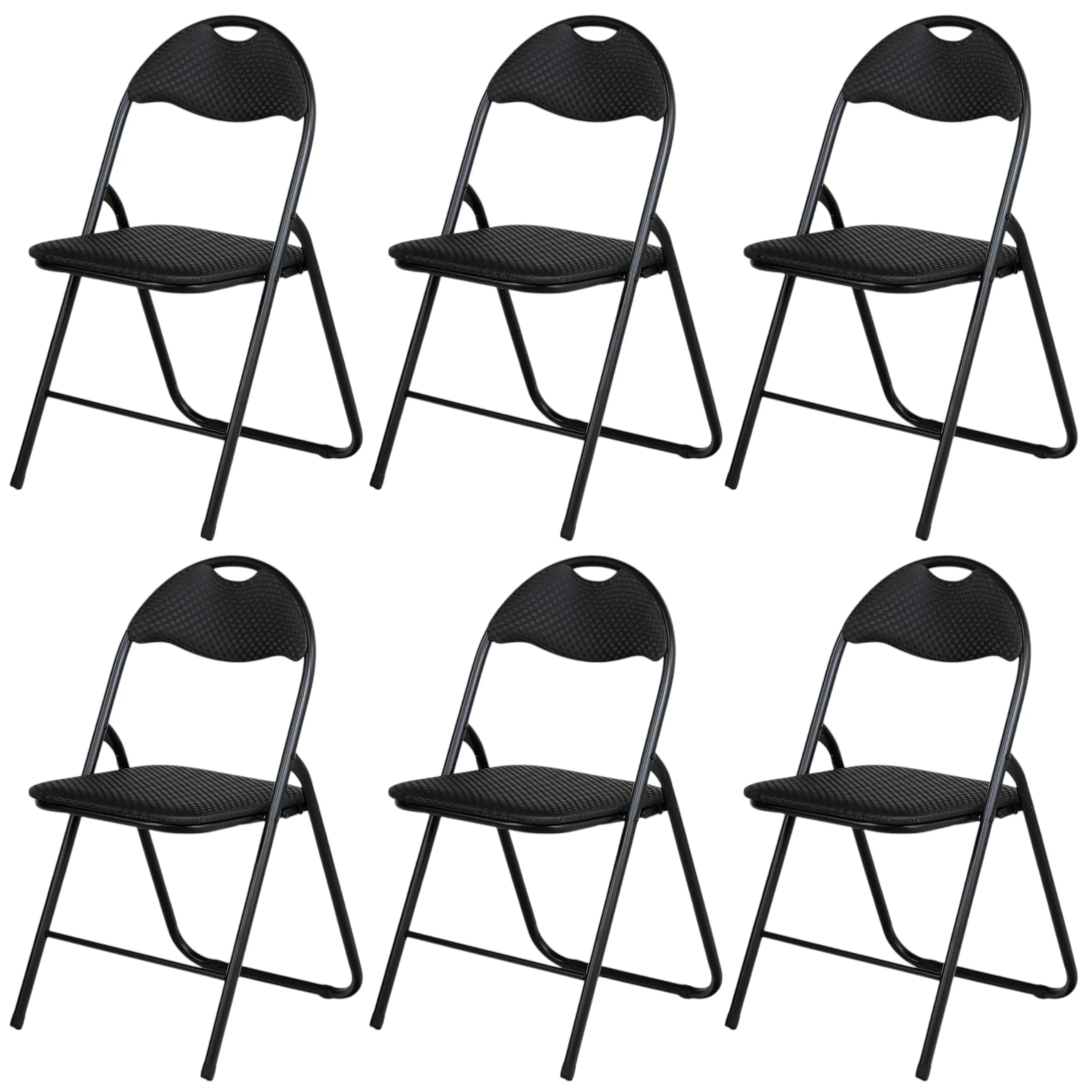 Totò Piccinni Sedie Pieghevoli in Metallo Imbottite in Ecopelle, 6 Pezzi, Black/Nero Geometric - immagine 1
