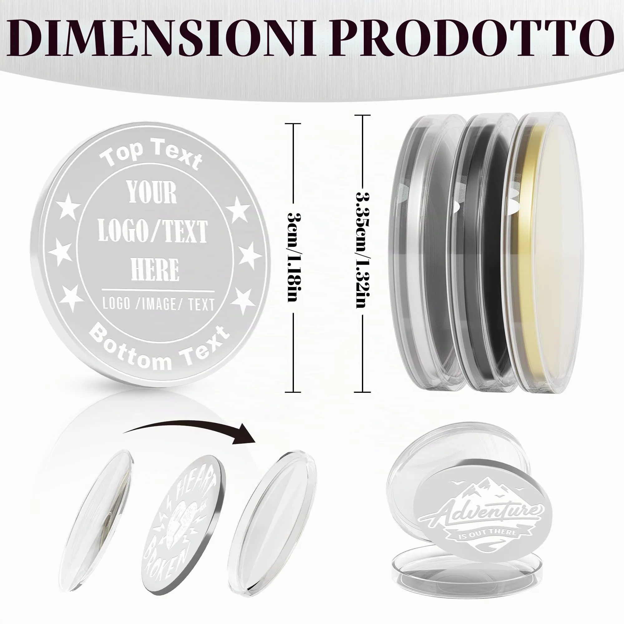 Shueewago Monete Personalizzate in Metallo con Incisione Laser e Scatola in Acrilico - immagine 2