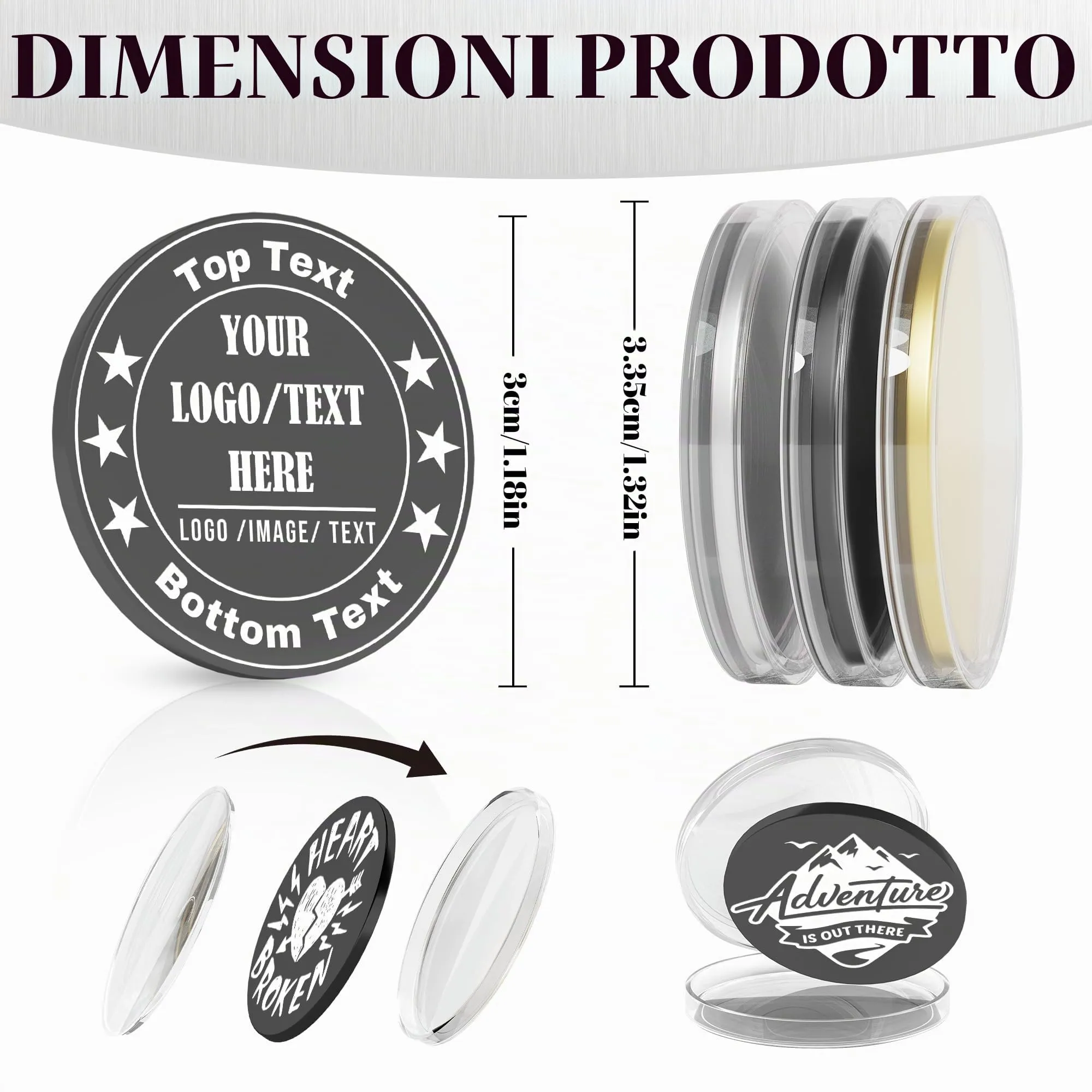 Shueewago Monete Personalizzate in Metallo, Incisione Laser Foto Logo Testo, con Scatola di Esposizione in Acrilico - immagine 2