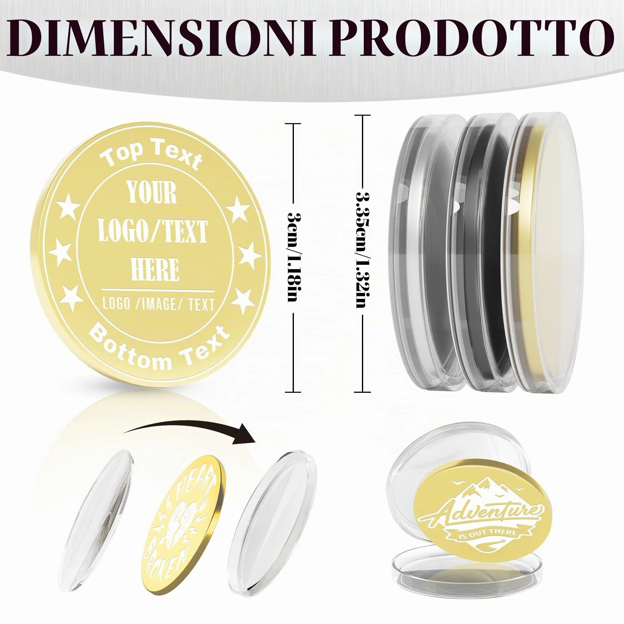 Shueewago Monete Personalizzate in Metallo, Incisione Laser Foto Logo Testo, con Espositore in Acrilico - immagine 2