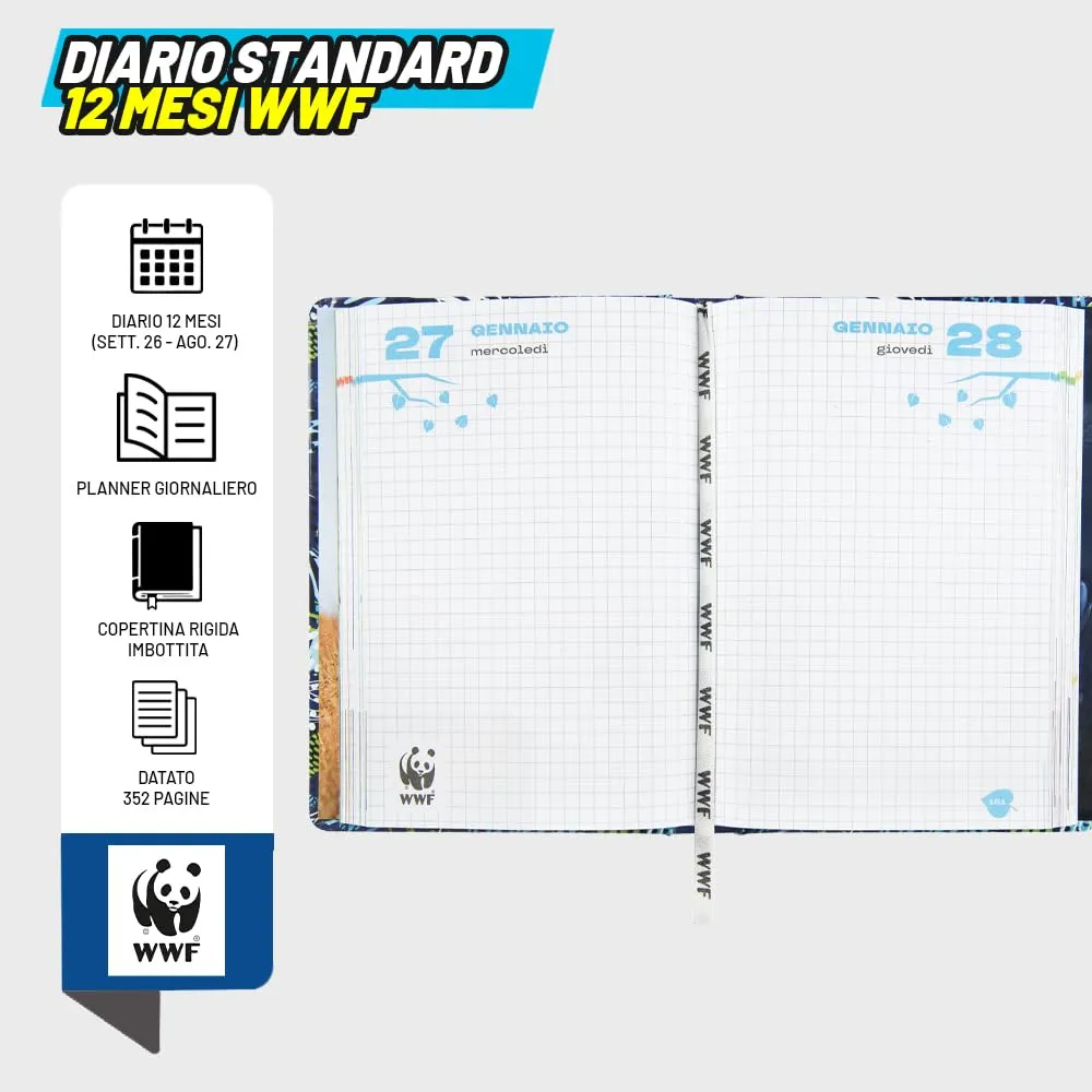 Franco Cosimo Panini WWF Diario Scuola 2026-2027, Copertina Rigida, 352 Pagine, 13 x 17,8 cm - immagine 4