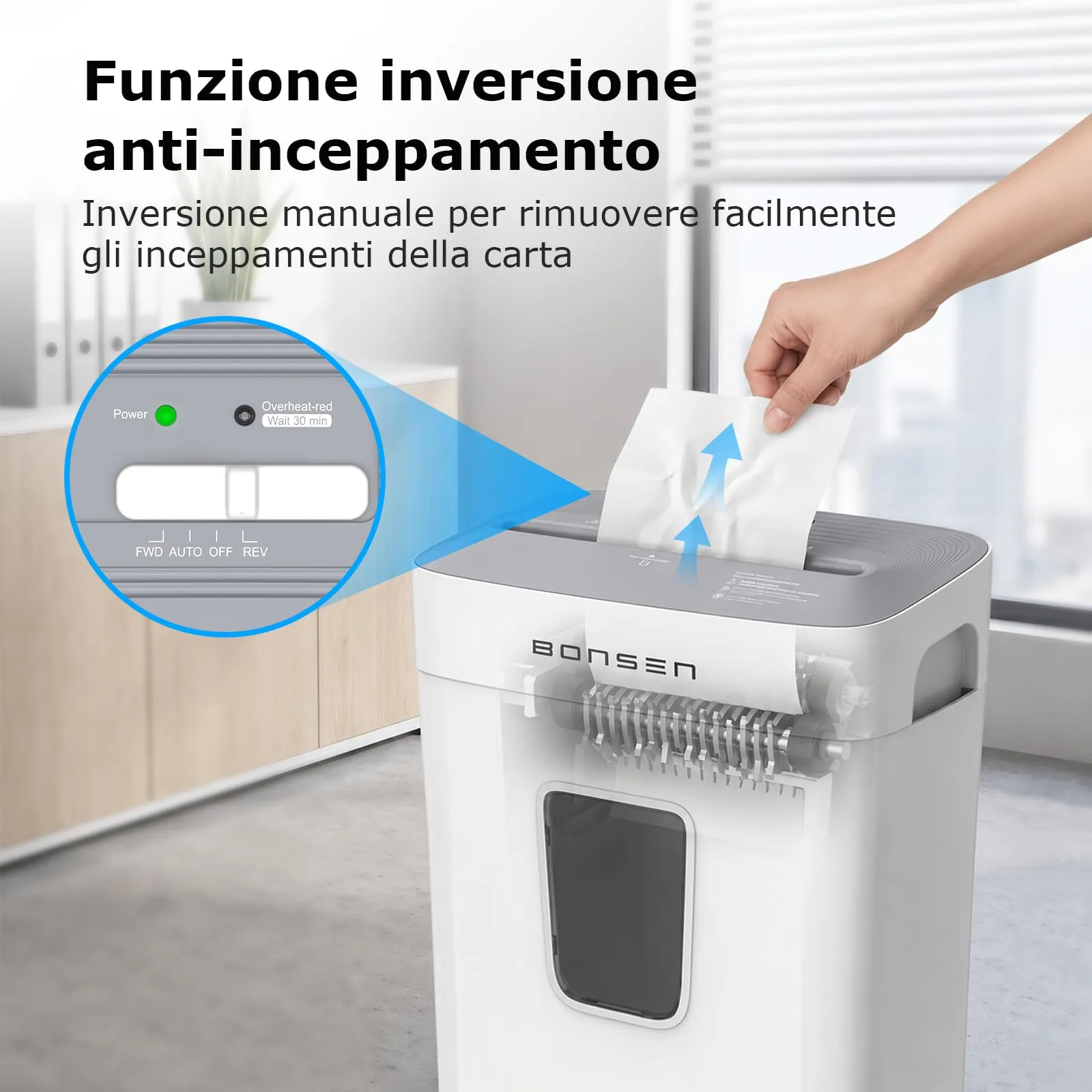 Bonsen Distruggidocumenti Micro-taglio P-4, 6 Fogli, Cestello da 16L - immagine 4