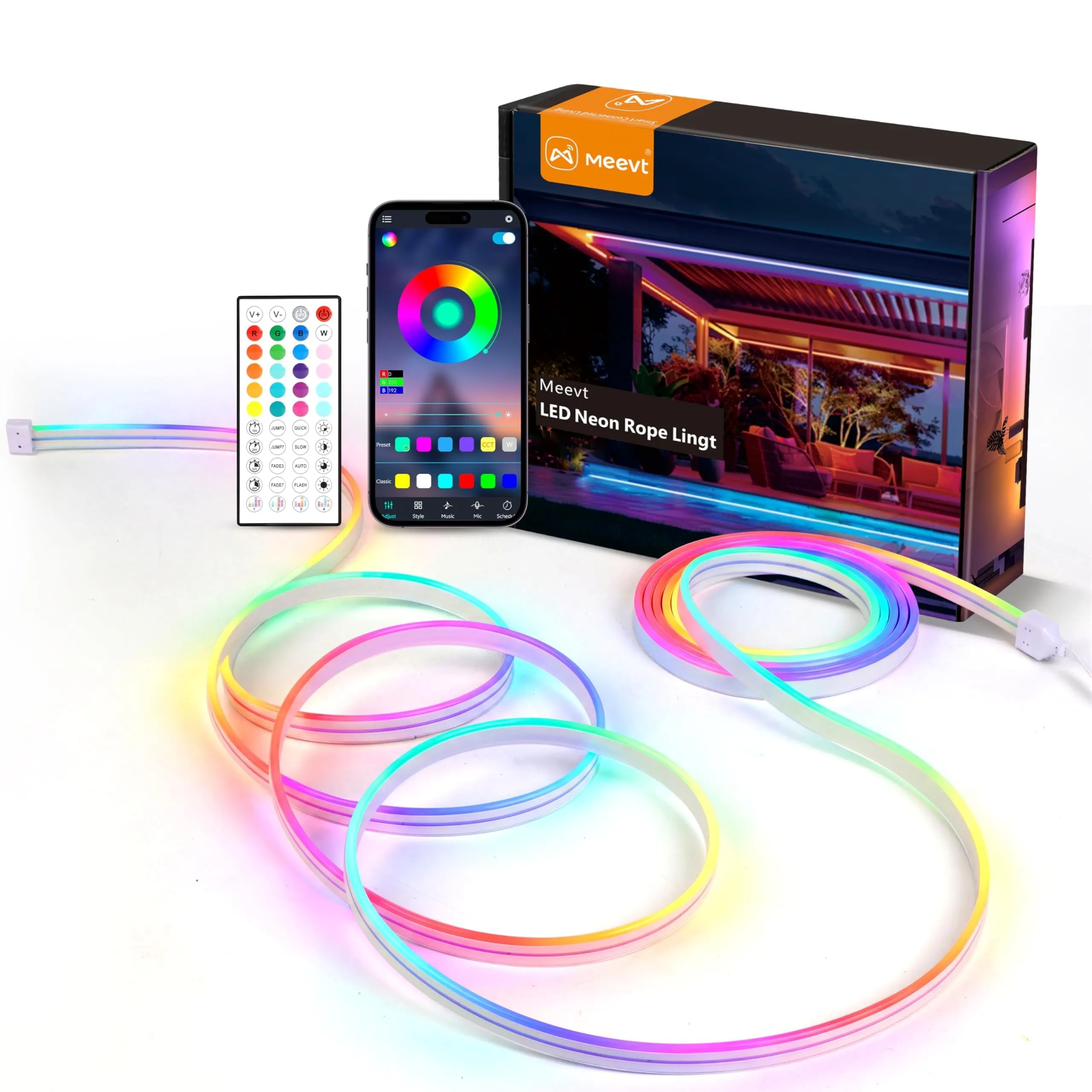 Mmeevt Striscia LED Neon RGB 20M, IP65 24V per Esterni e Interni - immagine 1