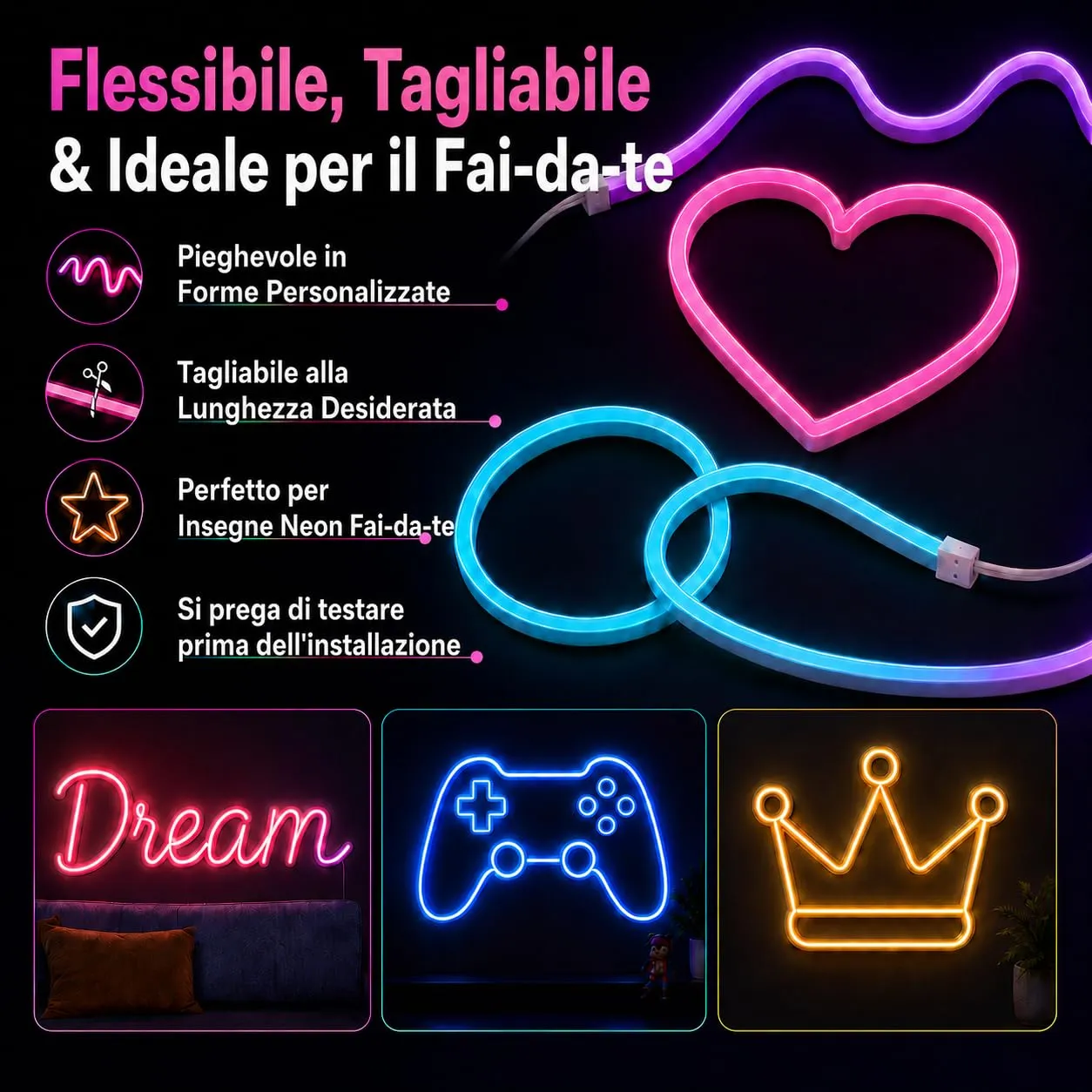 Mmeevt Striscia LED Neon RGB 20M, IP65 24V per Esterni e Interni - immagine 3